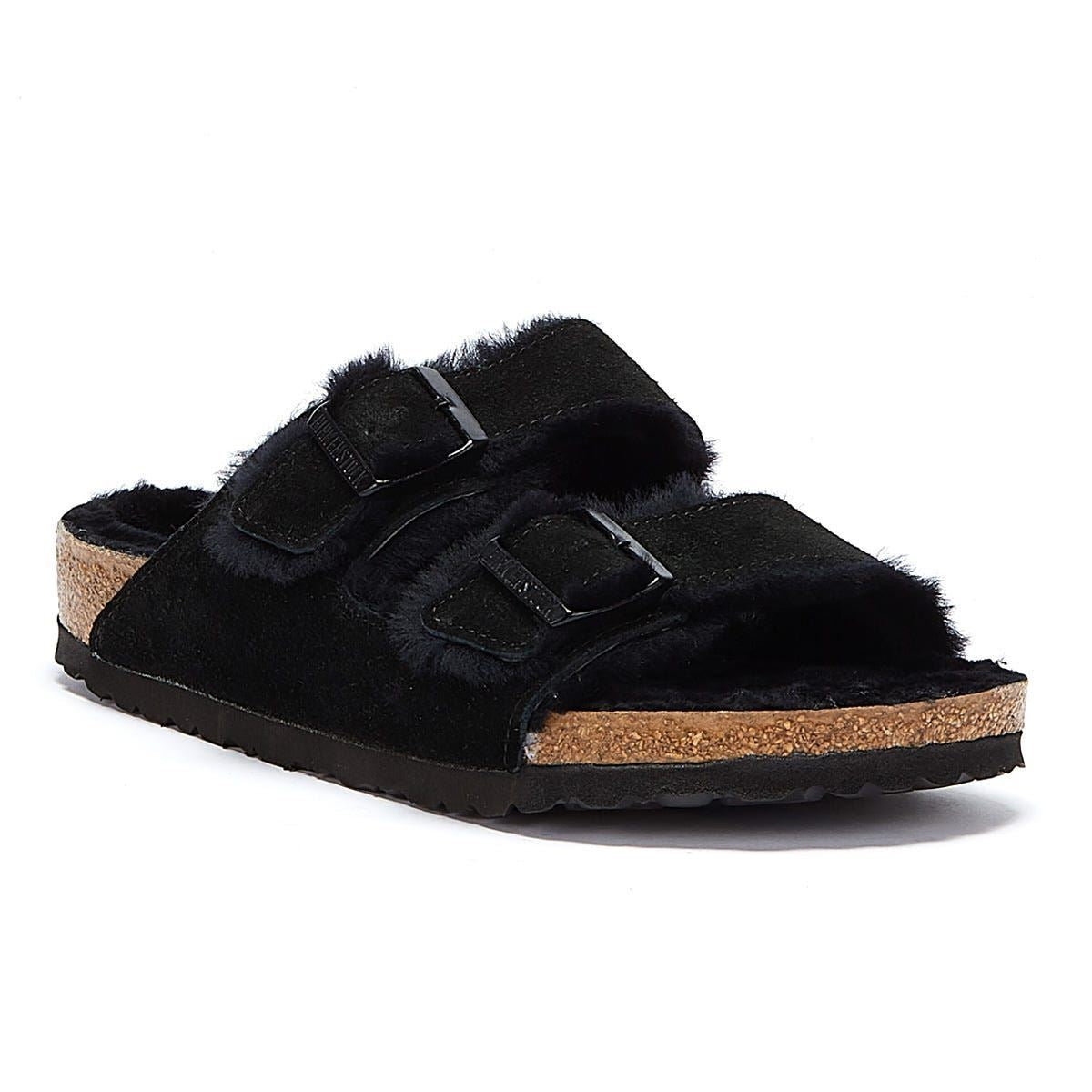 Birkenstock Arizona Pelz Schwarz Sandalen