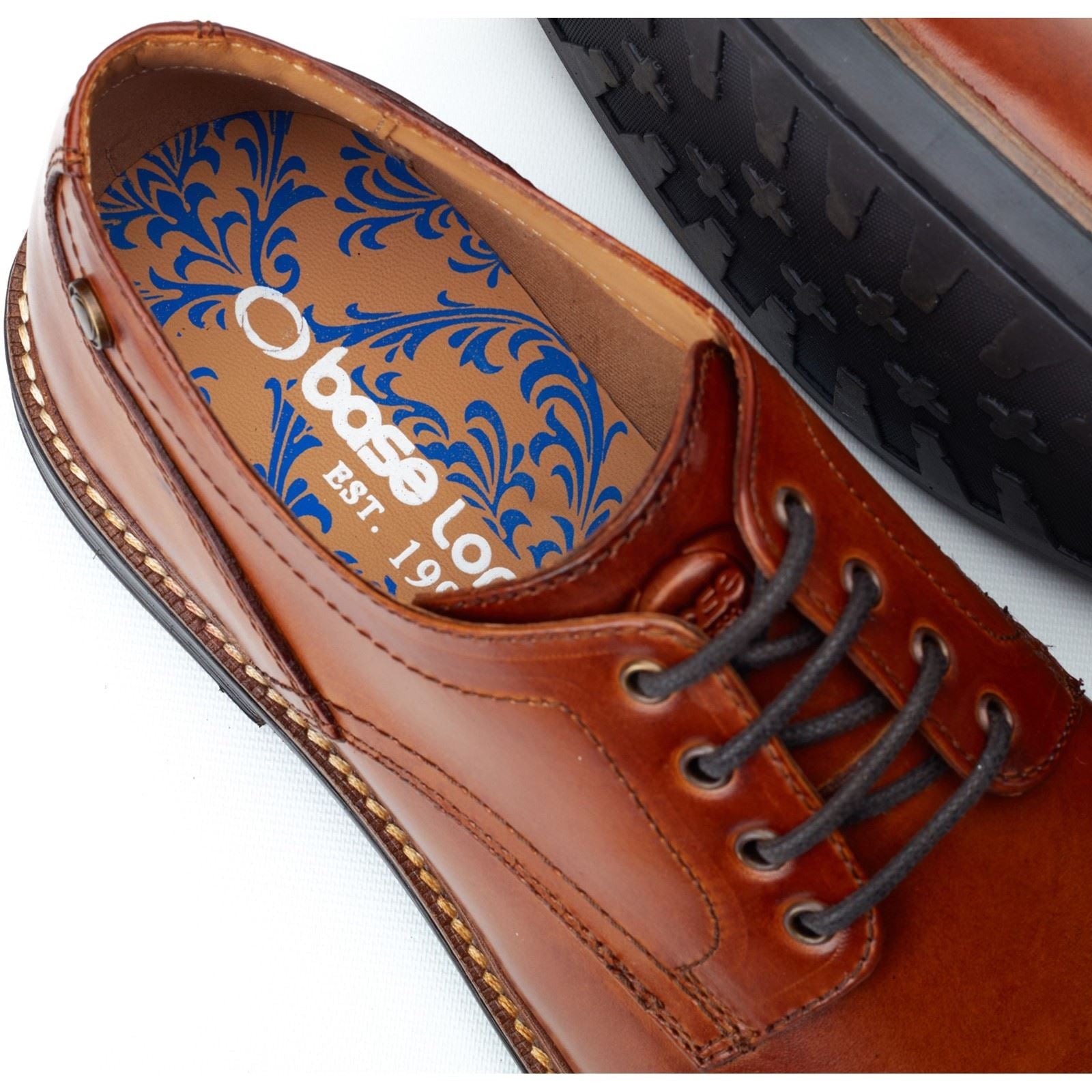 Base London Durham Leder Herren Schuhe In Verbranntem Tan Mit Schnürung