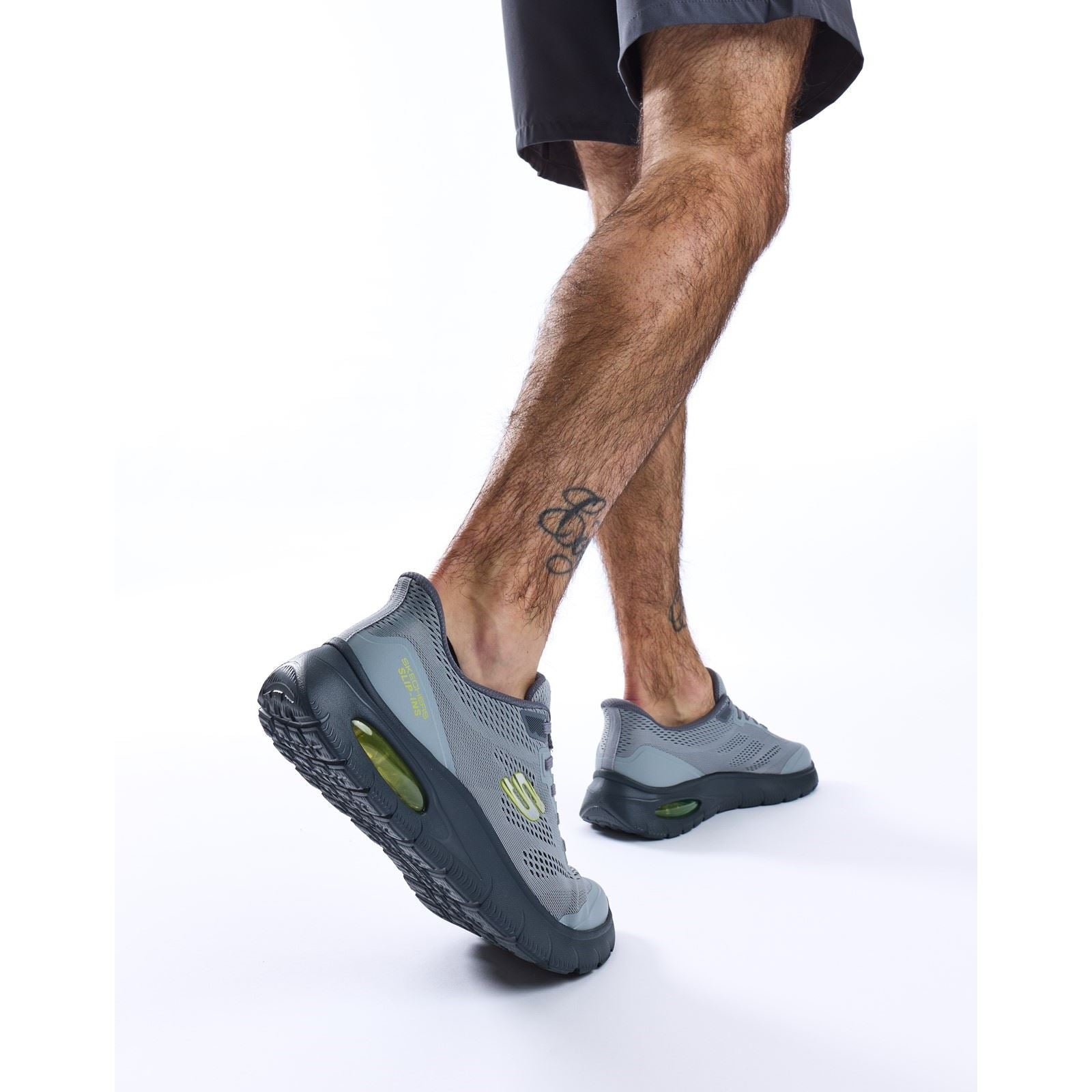 Skechers Skech-Air Summits Textile Herren Sneakers In Anthrazit/Limette