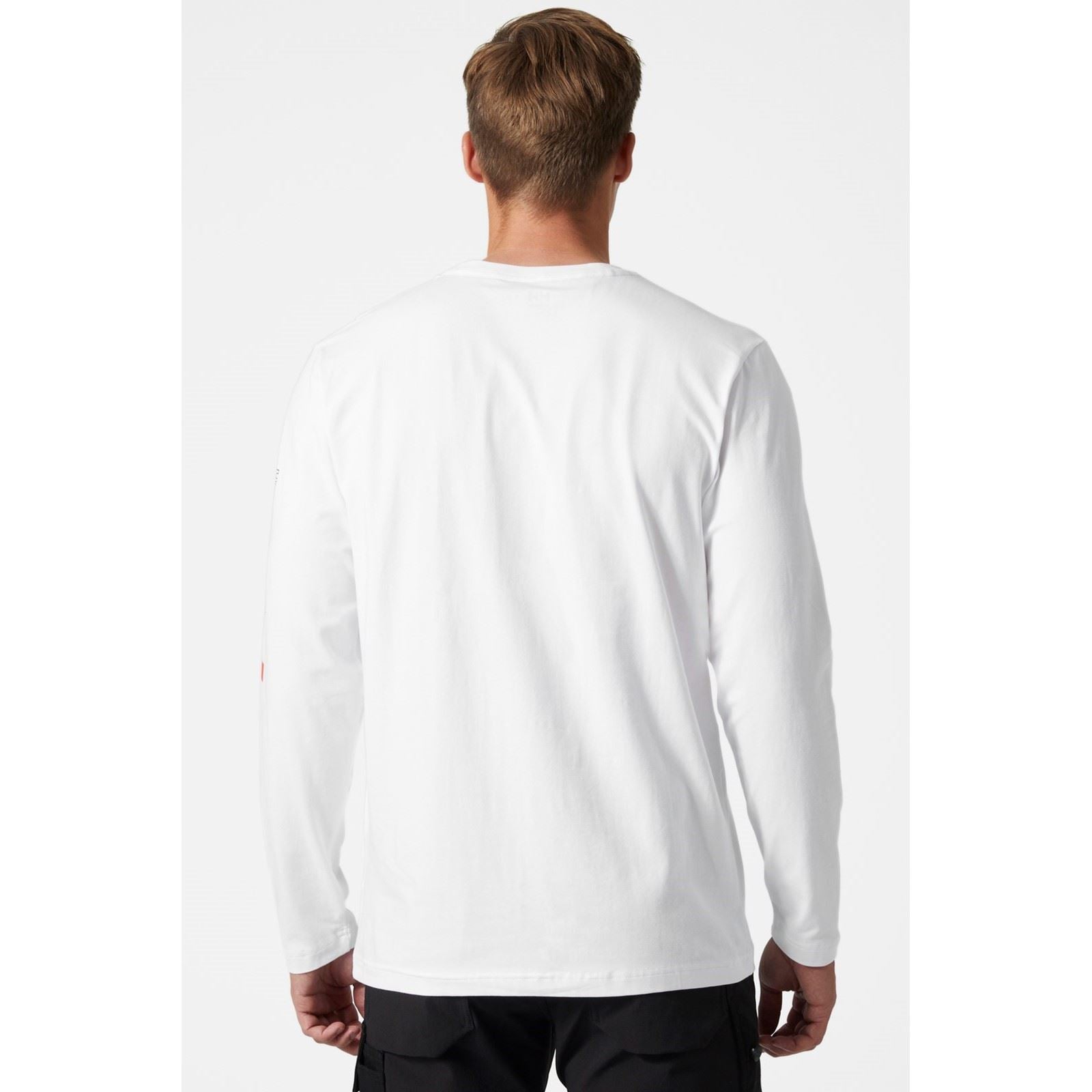 Helly Hansen Workwear Logo Longsleeve Baumwolle Herren Weißes T-Shirt