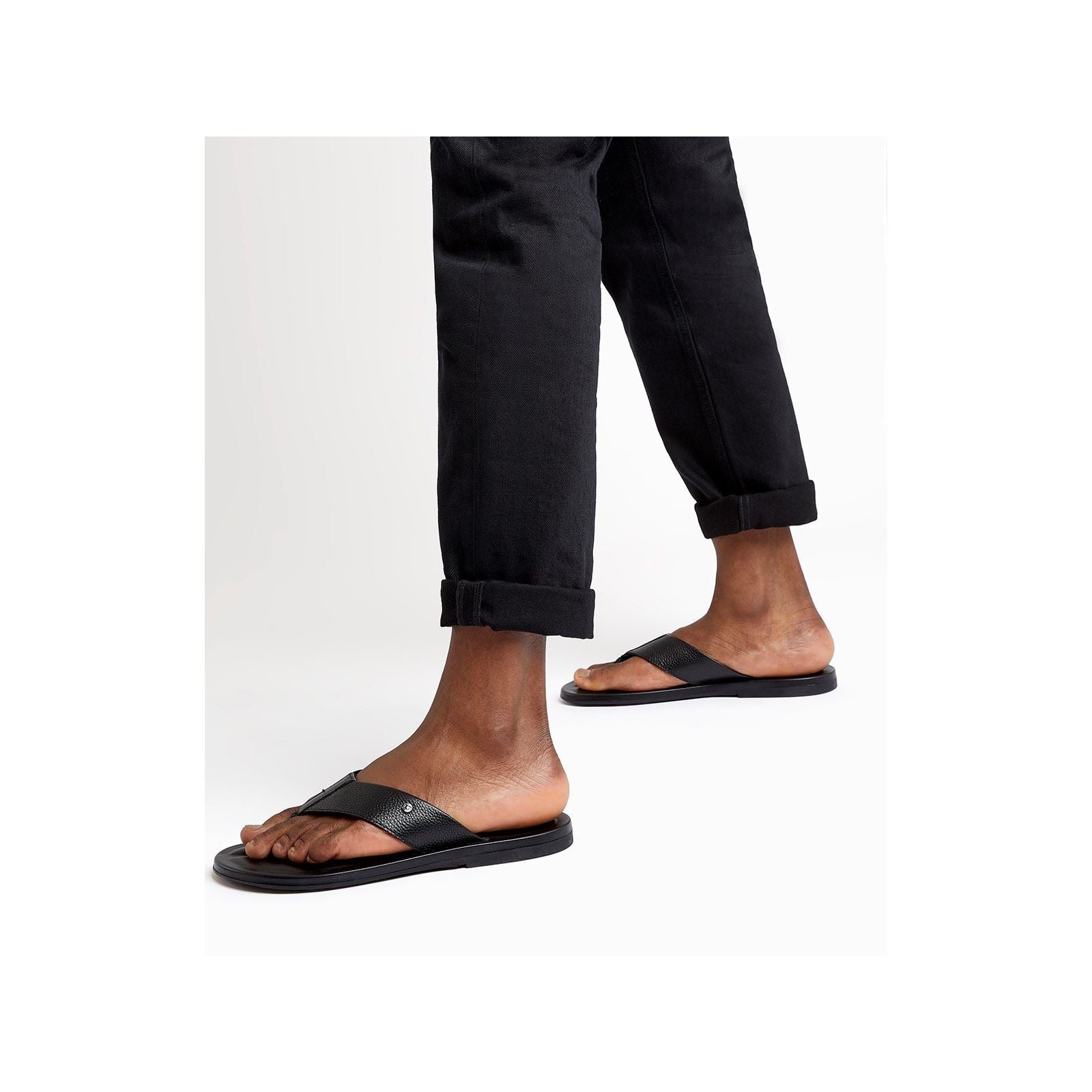 Dune Freds Leder Damen-Schwarz Flip-Flops