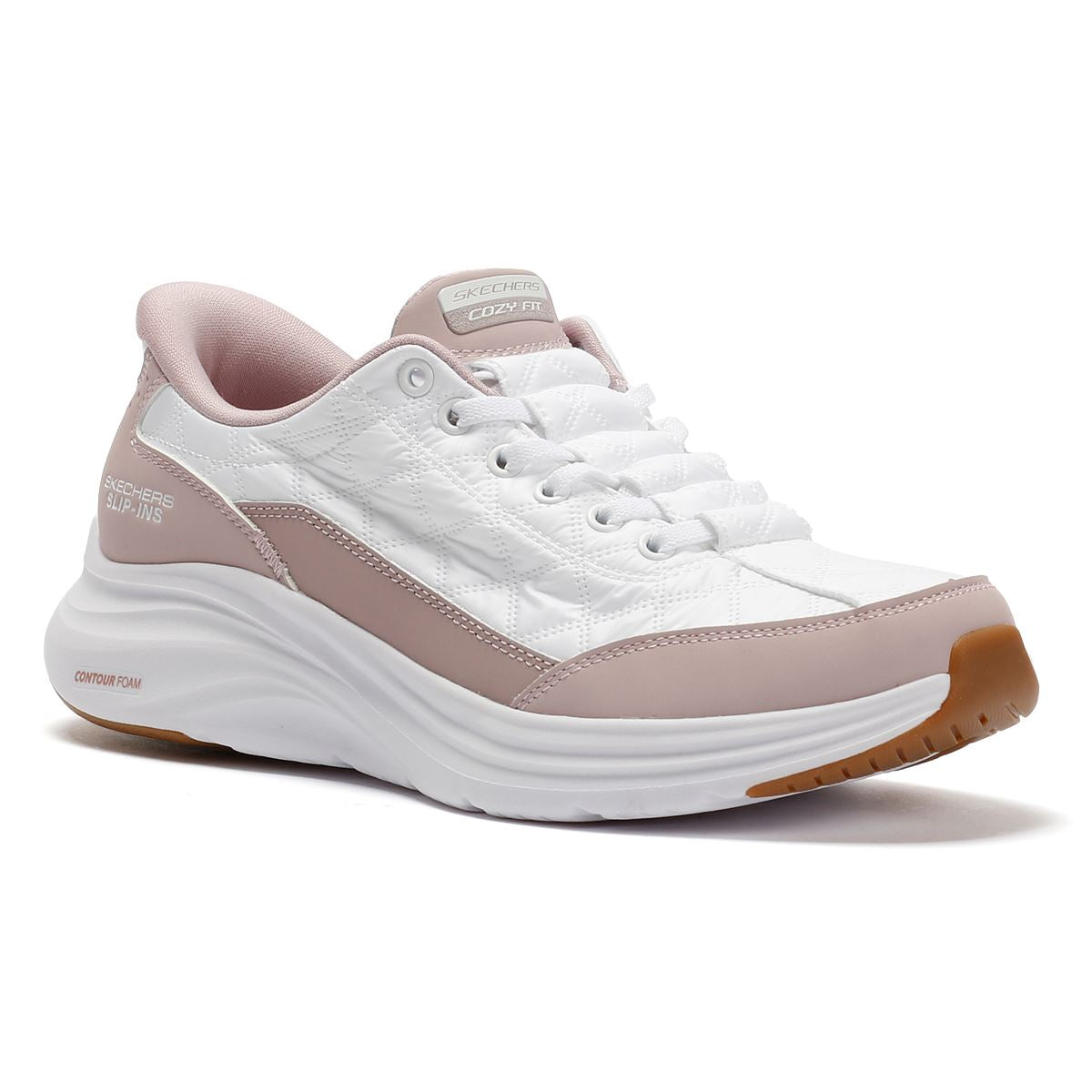 Skechers Slip-Ins Contour Foam Cozy Fit Damen Weiße Sneakers