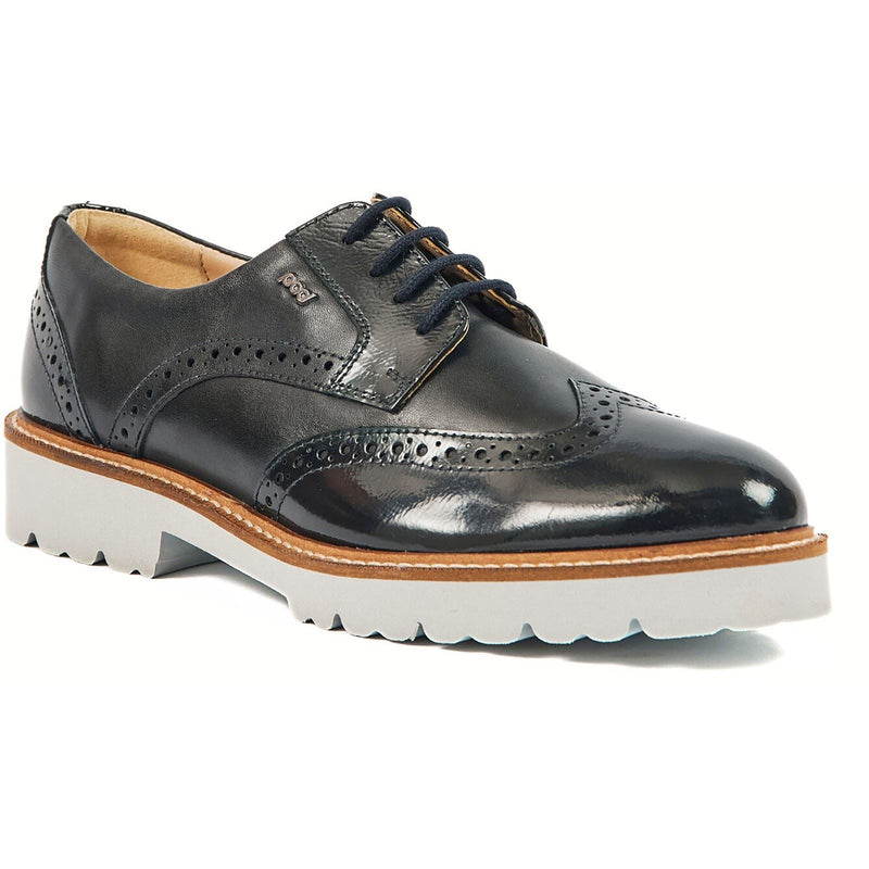 Pod Kortney Leder-Damenschuhe In Marineblau Mit Lackleder Und Brogue-Muster