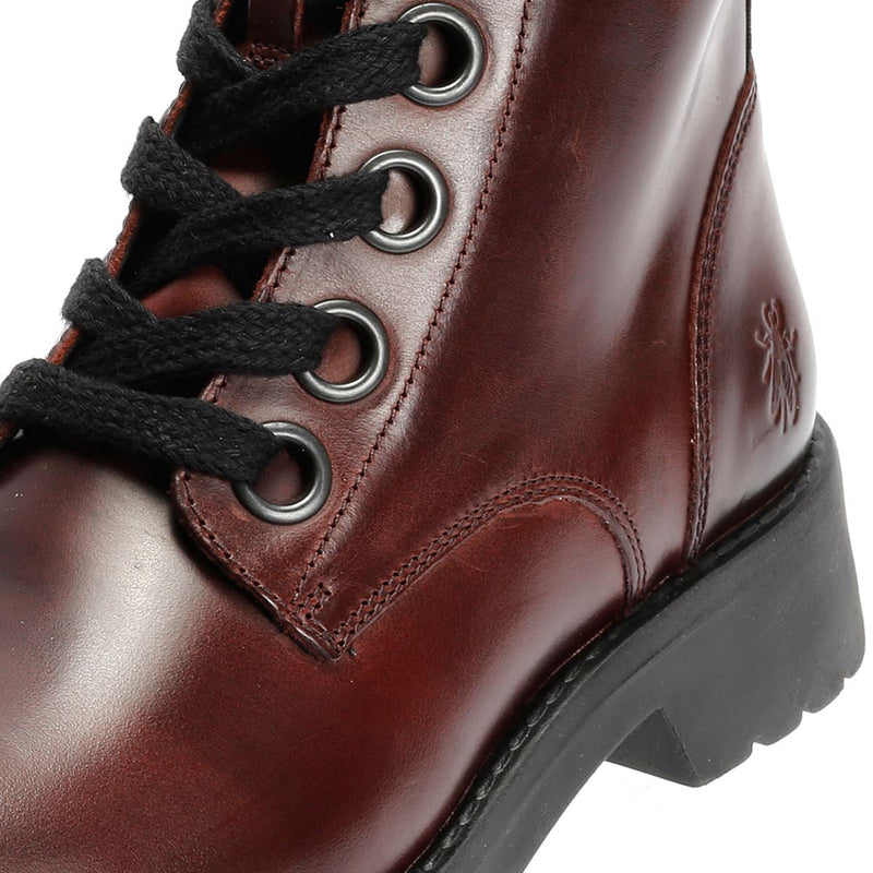 Fly London Ragi Leder Damen Rote Stiefel