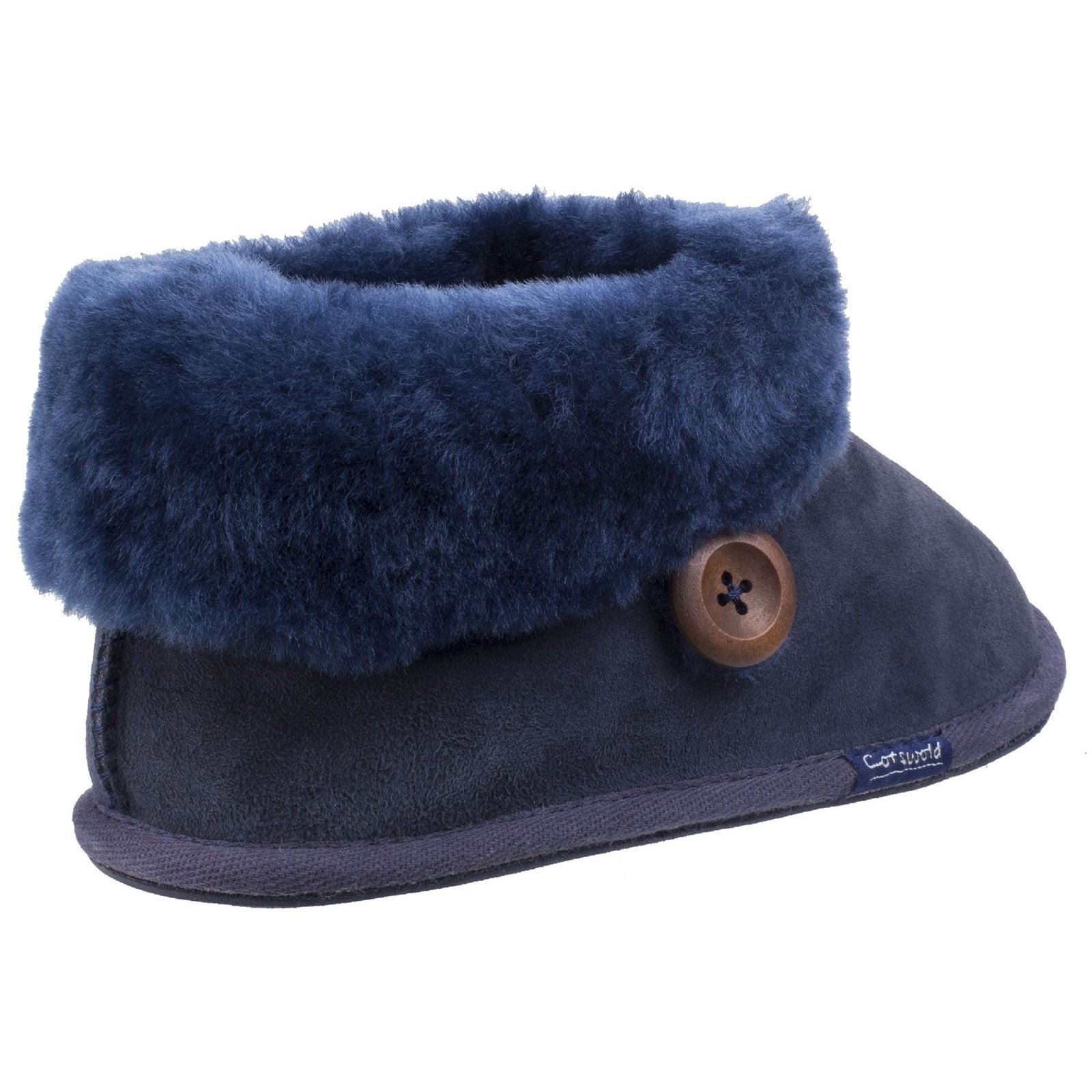 Cotswold Wotton Dunkelblaue Damen Hausschuhe aus Leder