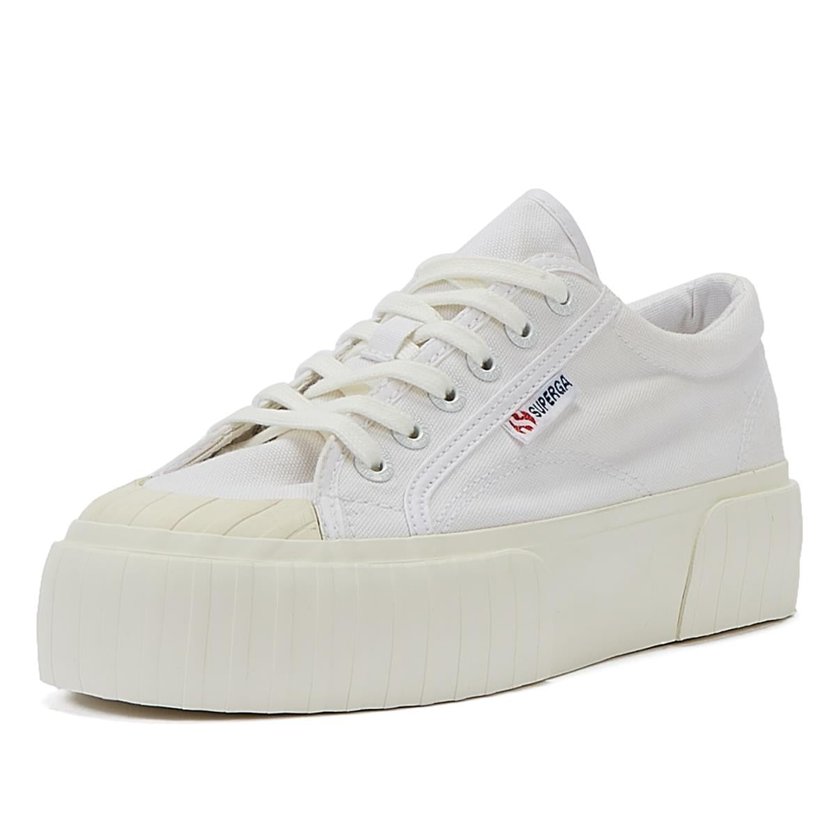 Superga 2631 Streifen-Plateau-Sneaker Für Damen In Weiß
