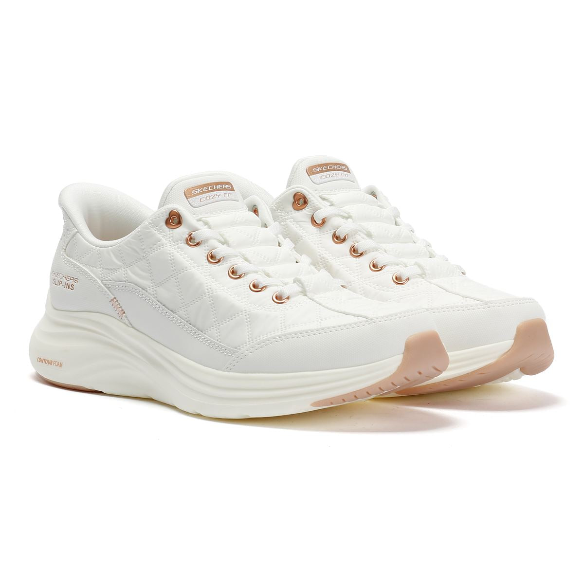 Skechers Slip-Ins Contour Foam Cozy Fit Damen Weiße Sneakers