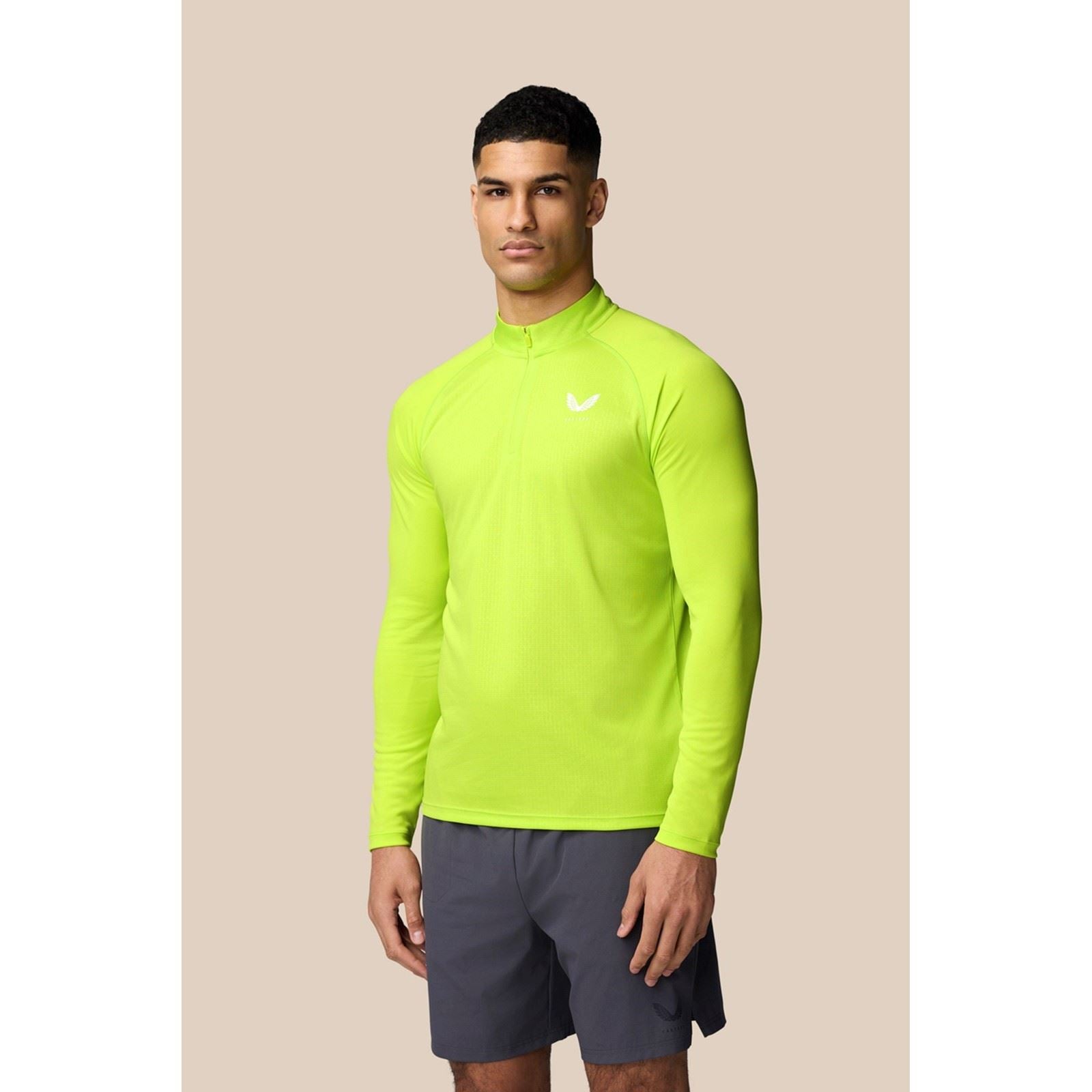 Castore Adapt 1/4 Zip Top Polyester Herren Grünes Activewear T-Shirts