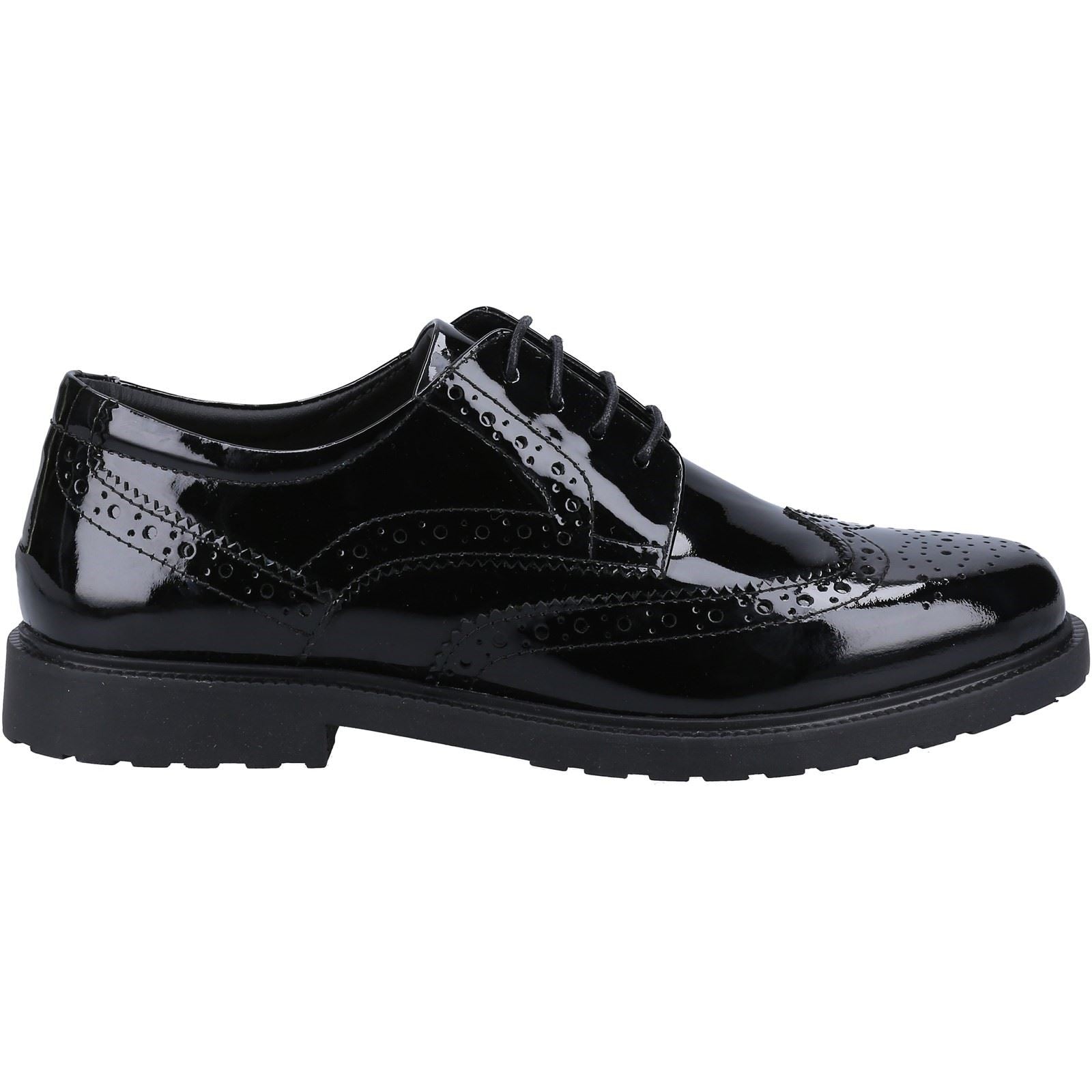 Hush Puppies Verity Leder Damen Lack Schwarze Brogues Schuhe