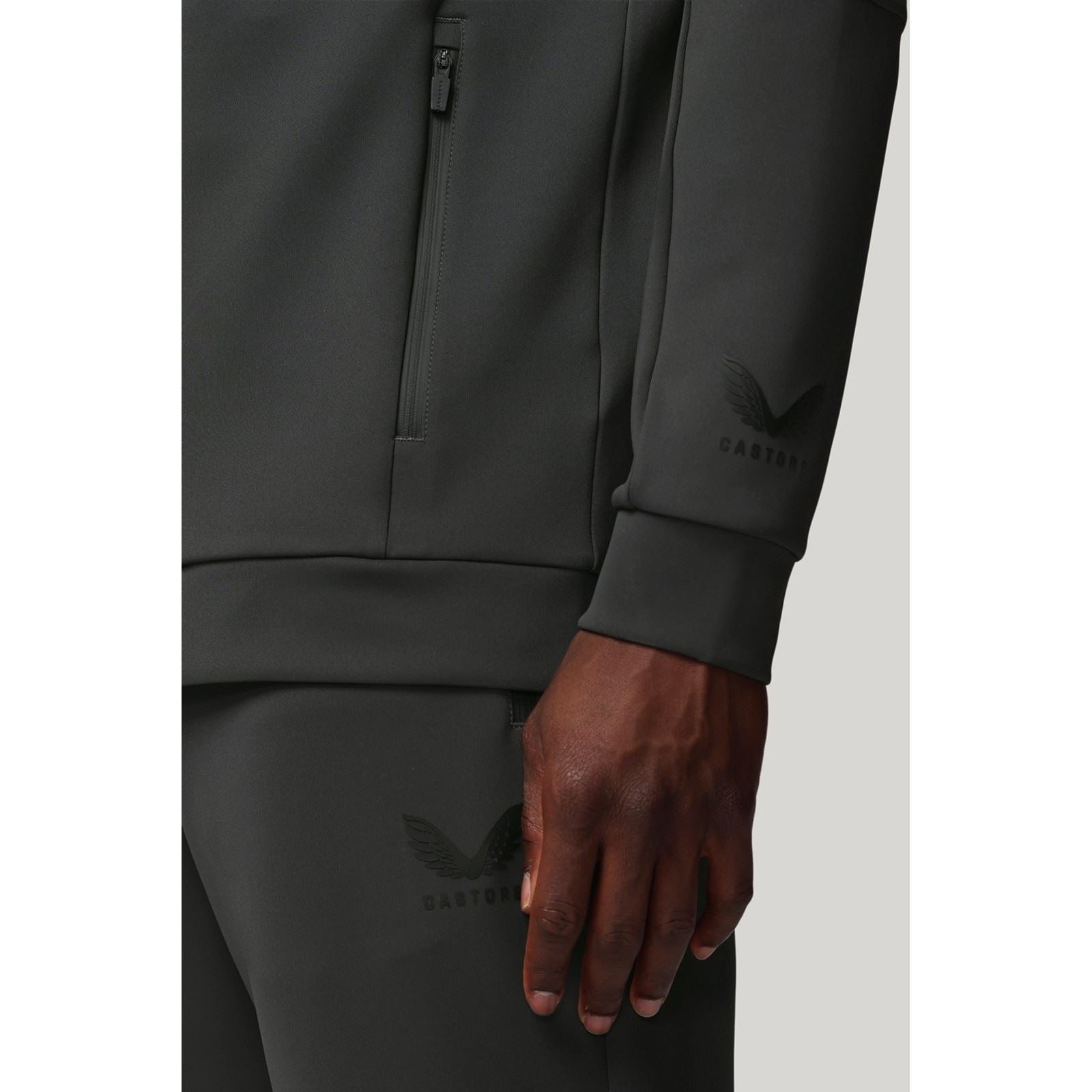 Castore Flex Full Zip Herren Graues Kapuzensweatshirt