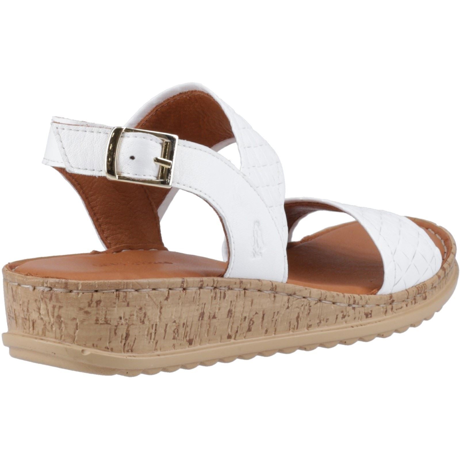 Hush Puppies Ebony Wide Fit Damen Sandalen Aus Weißem Leder