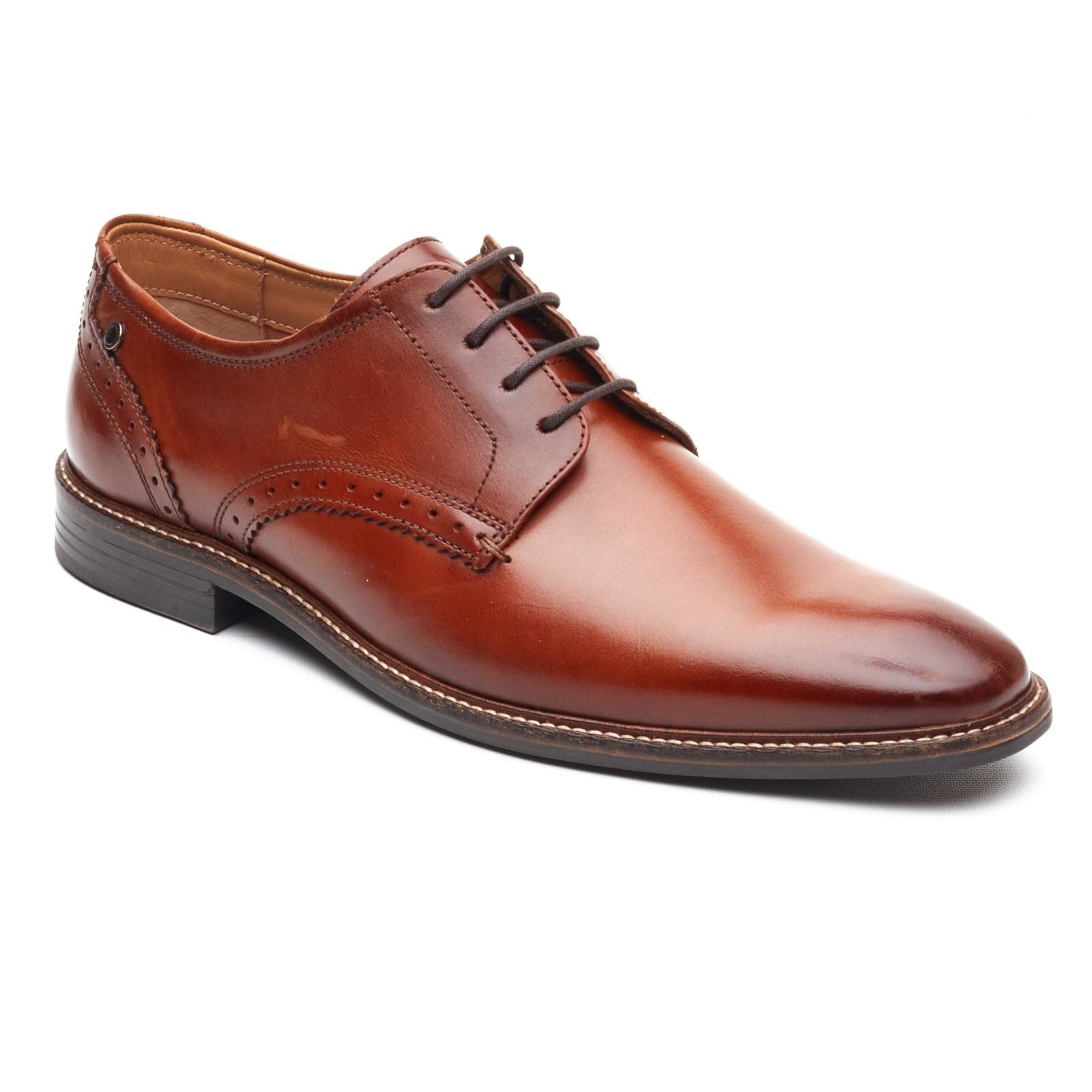 Base London Eton Lace Up Leder Herren Schuhe In Verbranntem Tan Mit Schnürung