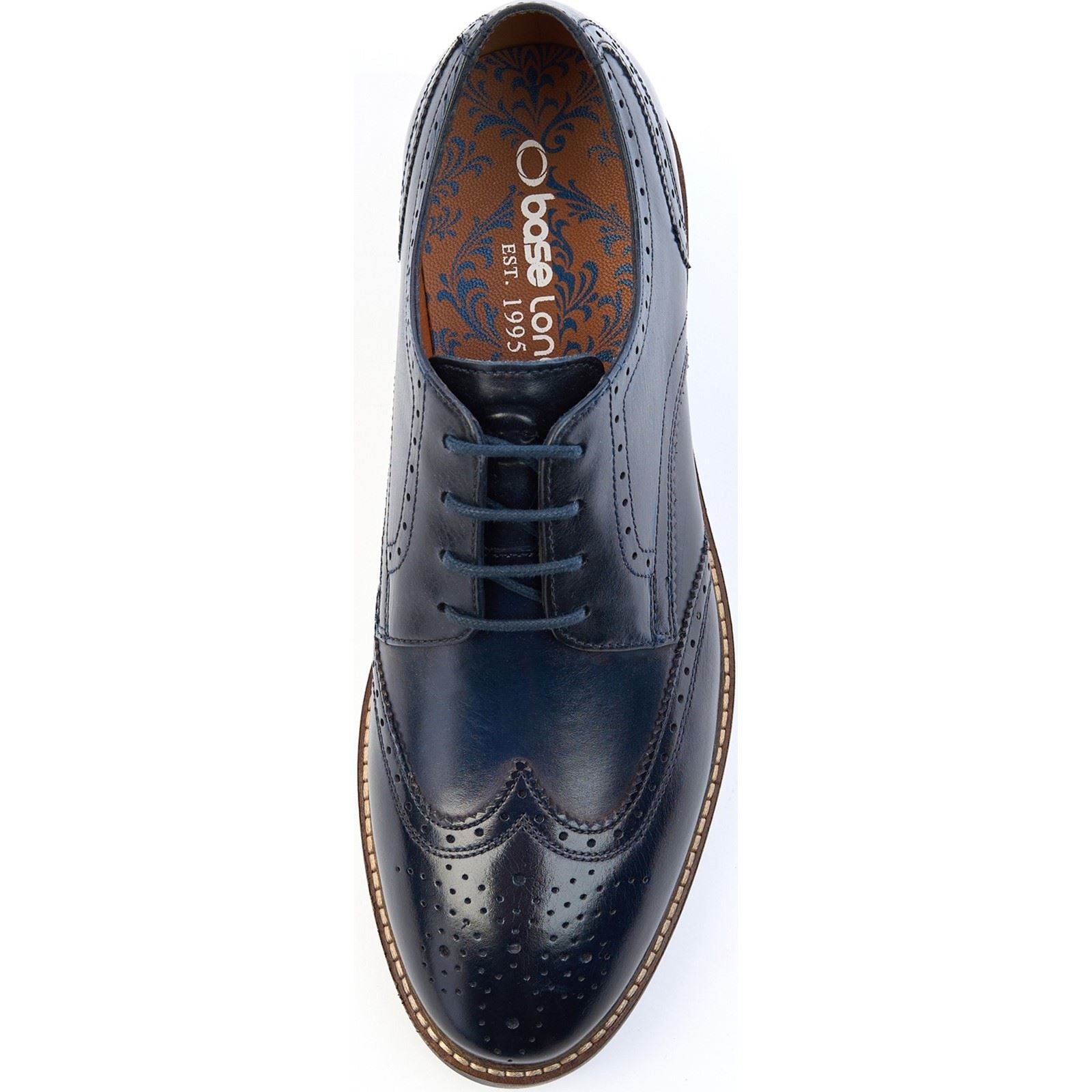 Base London Joe Leder Herren Navy Brogues Schuhe