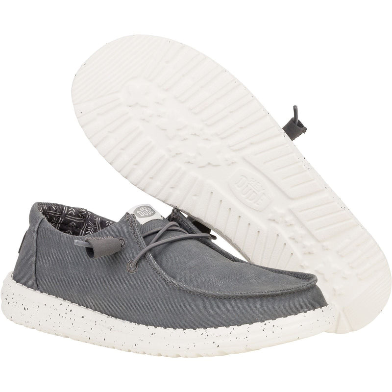 HEYDUDE Wendy Canvas 100% Baumwoll-Damendunkelgraue Loafer