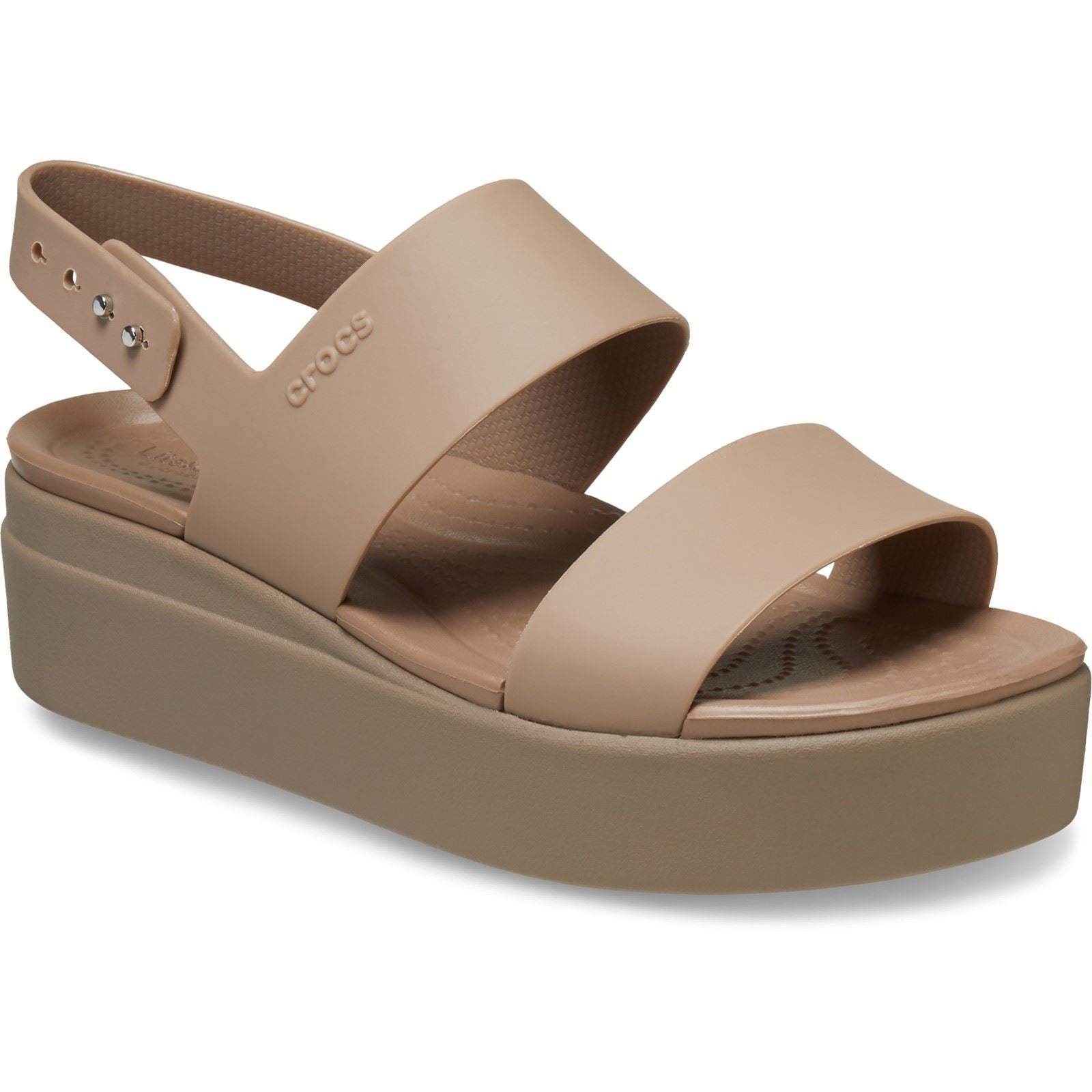 Crocs Brooklyn Low Wedge Damen Sandalen Aus Thermoplastischem Material In Latte/Pilz Farben