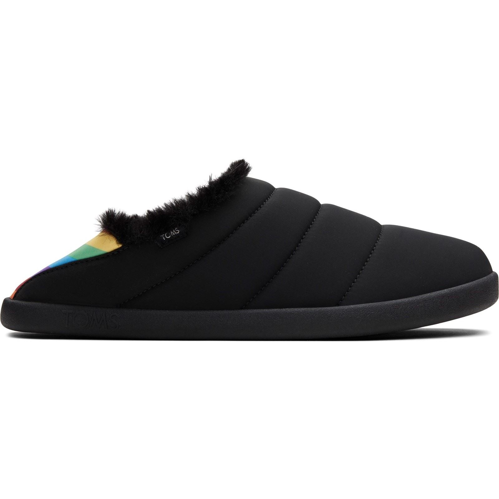 TOMS Ezra Nylon Damen Schwarz Matt Gewebte/Regenbogen Hausschuhe