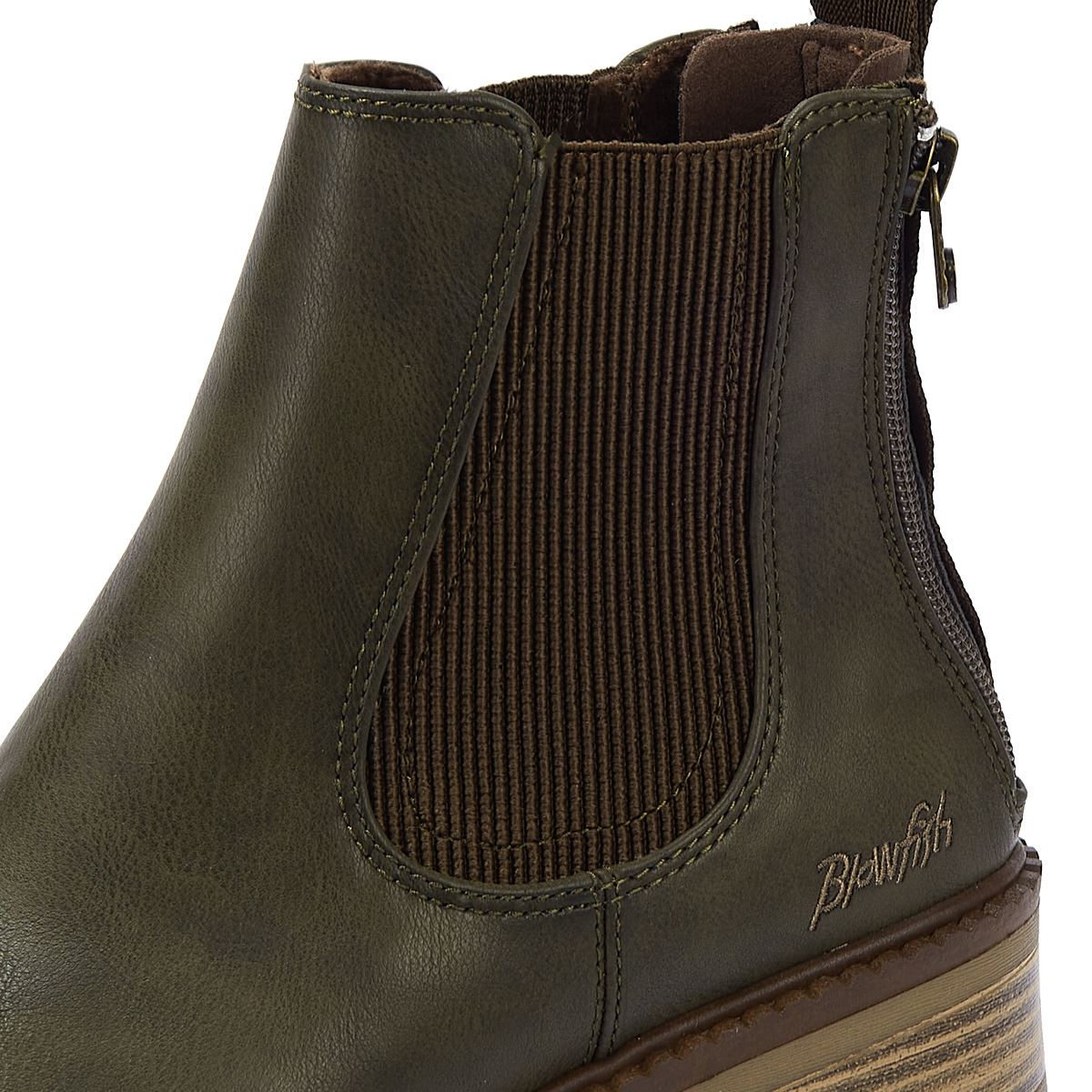 Blowfish Malibu Vedder Damen-Oliven-Faux-Lederstiefel
