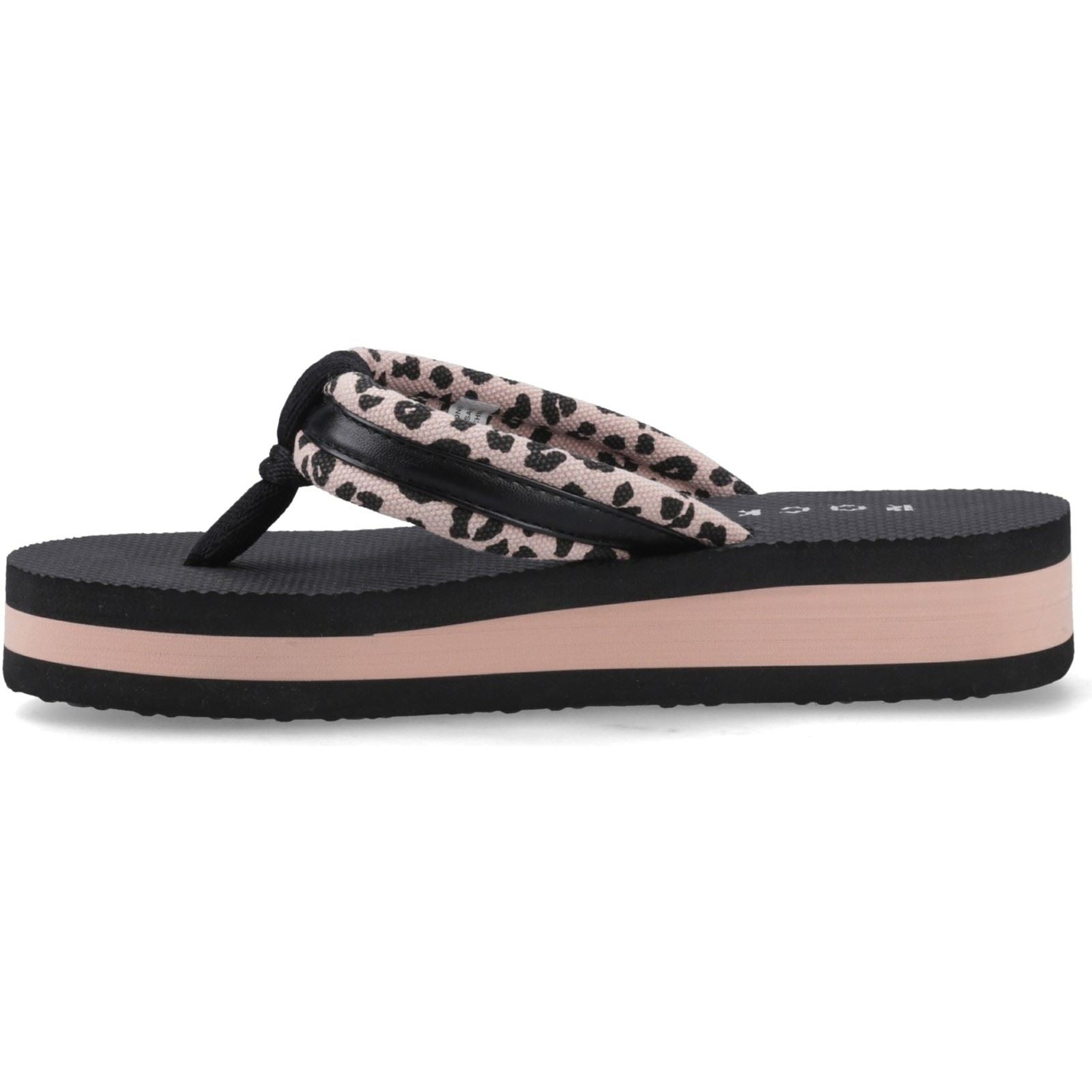 Rocket Dog Monica Leon Leopard Textile Damen Flip-Flops In Hellrosa