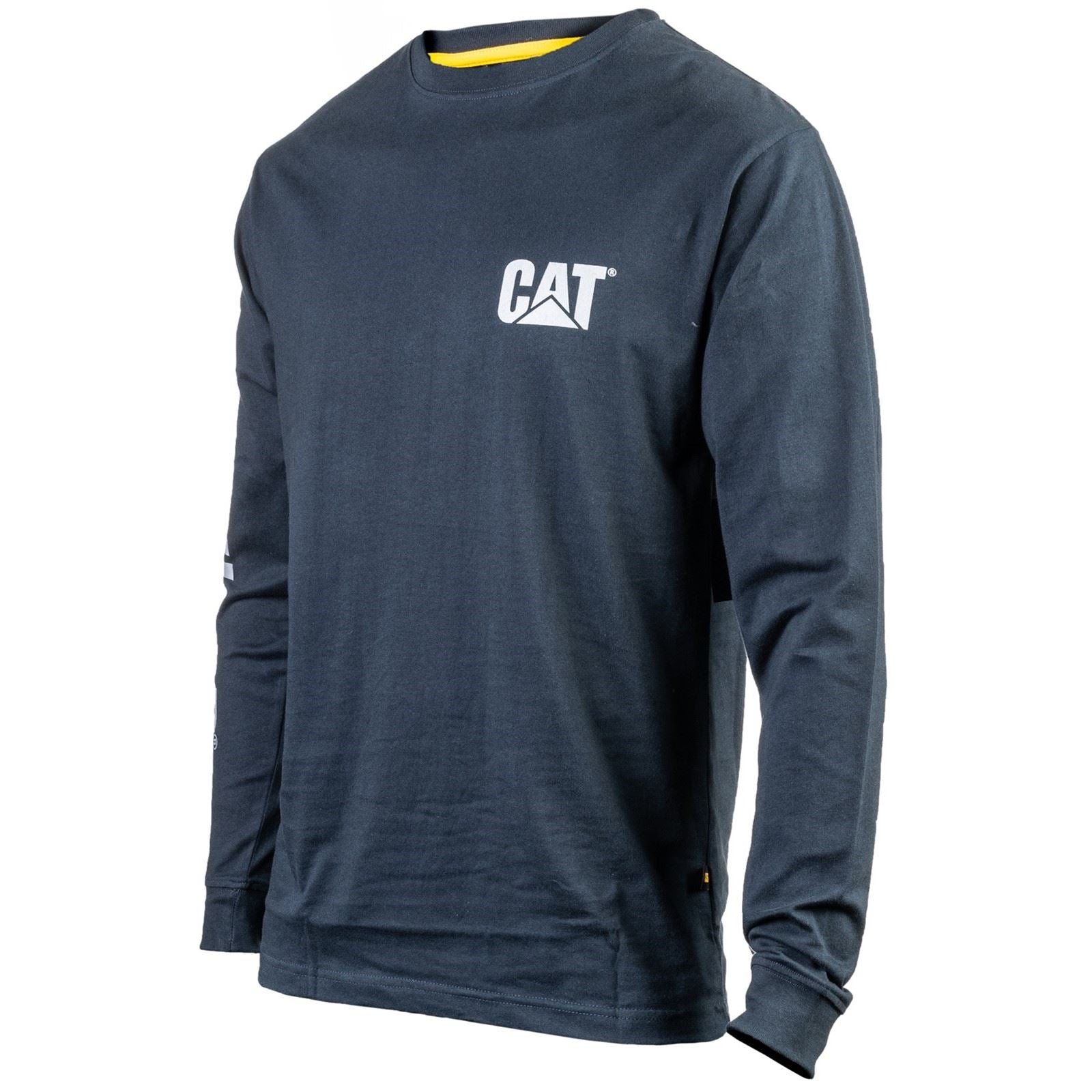 Caterpillar Trademark Banner Long Sleeve Baumwolle Herren Blau T-Shirt
