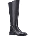 Hush Puppies Vanessa Damen Stiefel aus schwarzem Leder mit hohem Absatz bis zum Knie