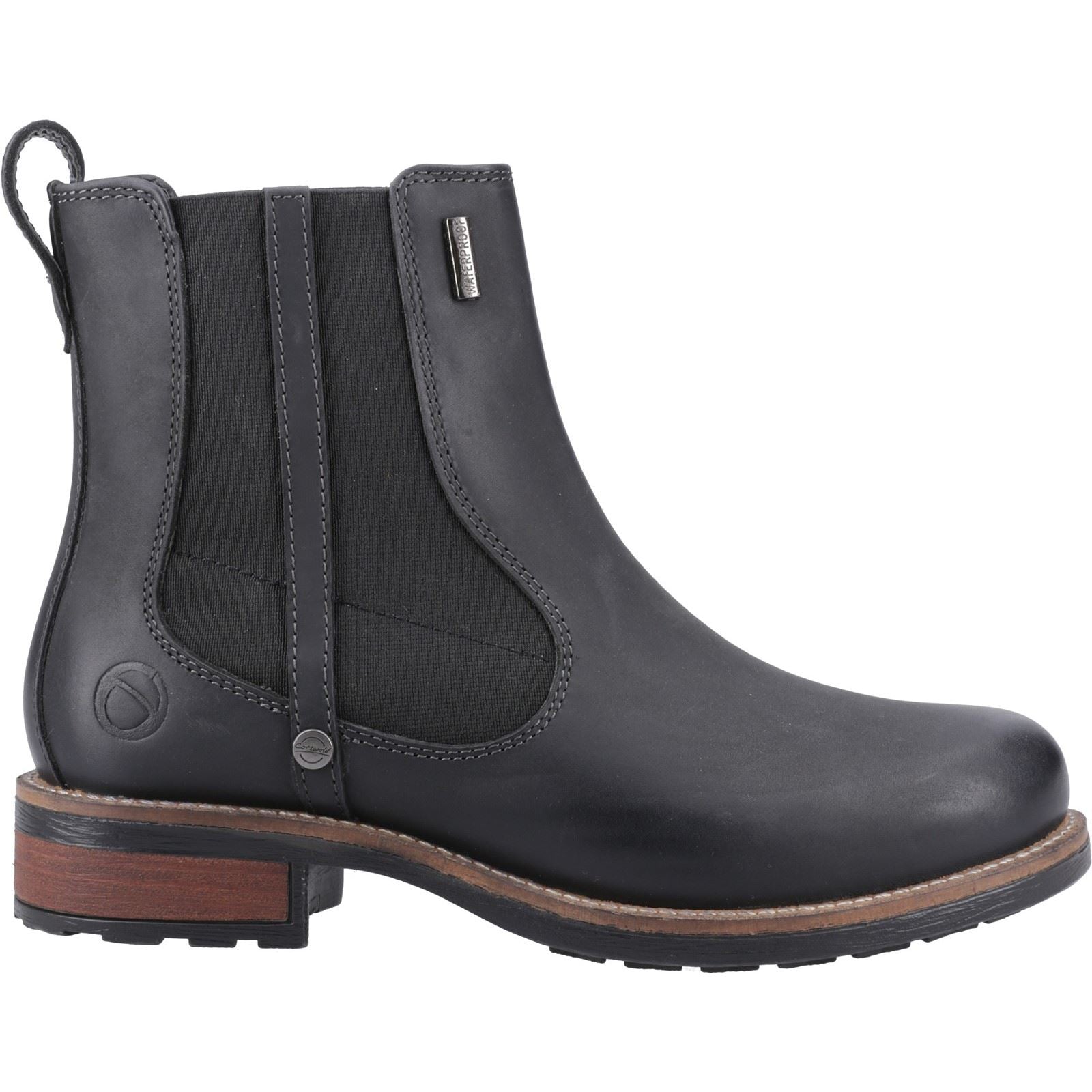 Cotswold Notgrove Damen Chelsea Stiefel aus schwarzem Leder