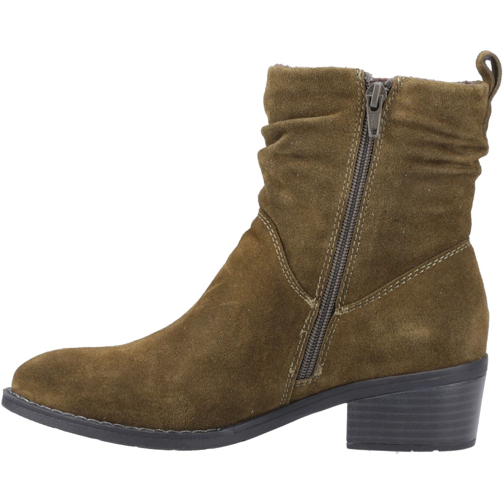 Hush Puppies Iris Veloursleder Damen Khaki Stiefeletten mit Absatz