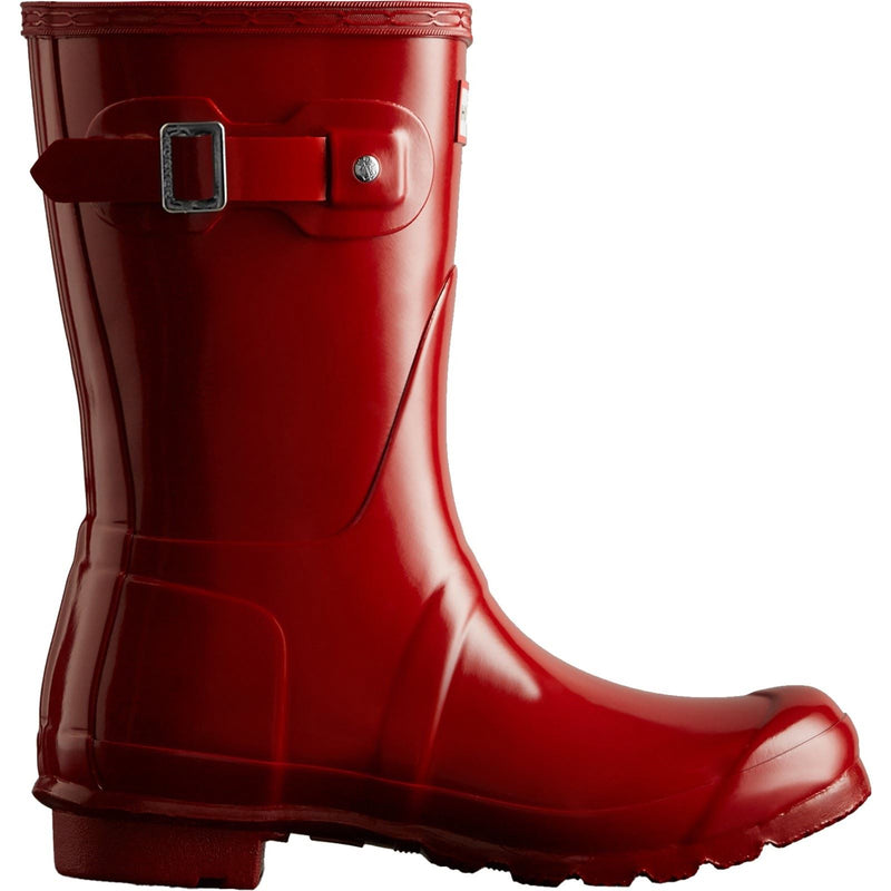 Hunter Original Short Gloss Damen Gummistiefel In Militärrot