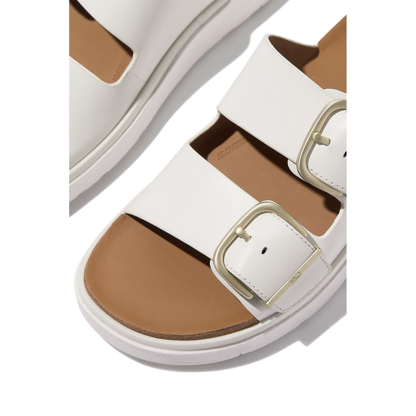 Fitflop Gen-FF Two-Bar Leder Damen Urban Weiße Sandalen