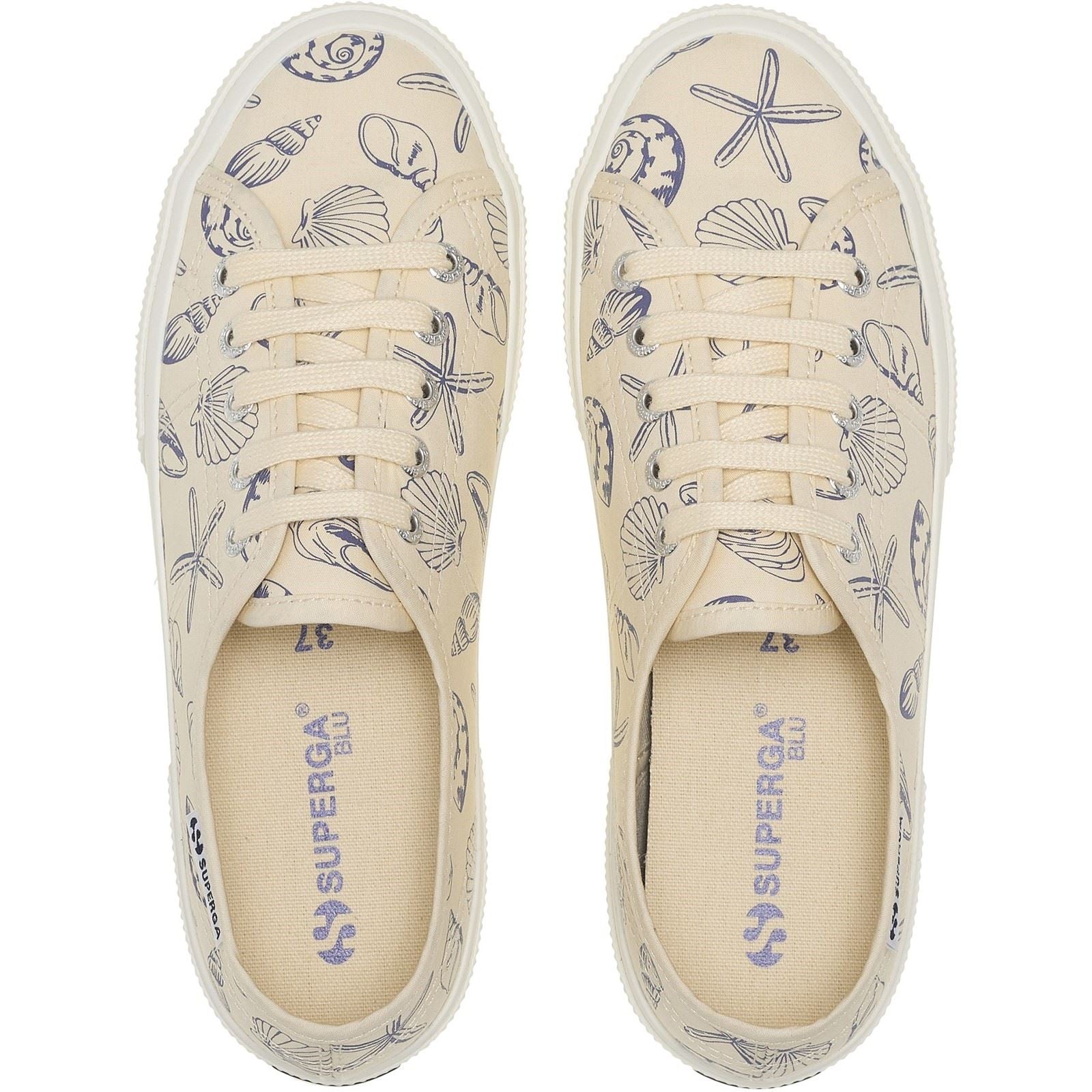 Superga 3750 Seashells Print Baumwoll-Damensneaker In Beige