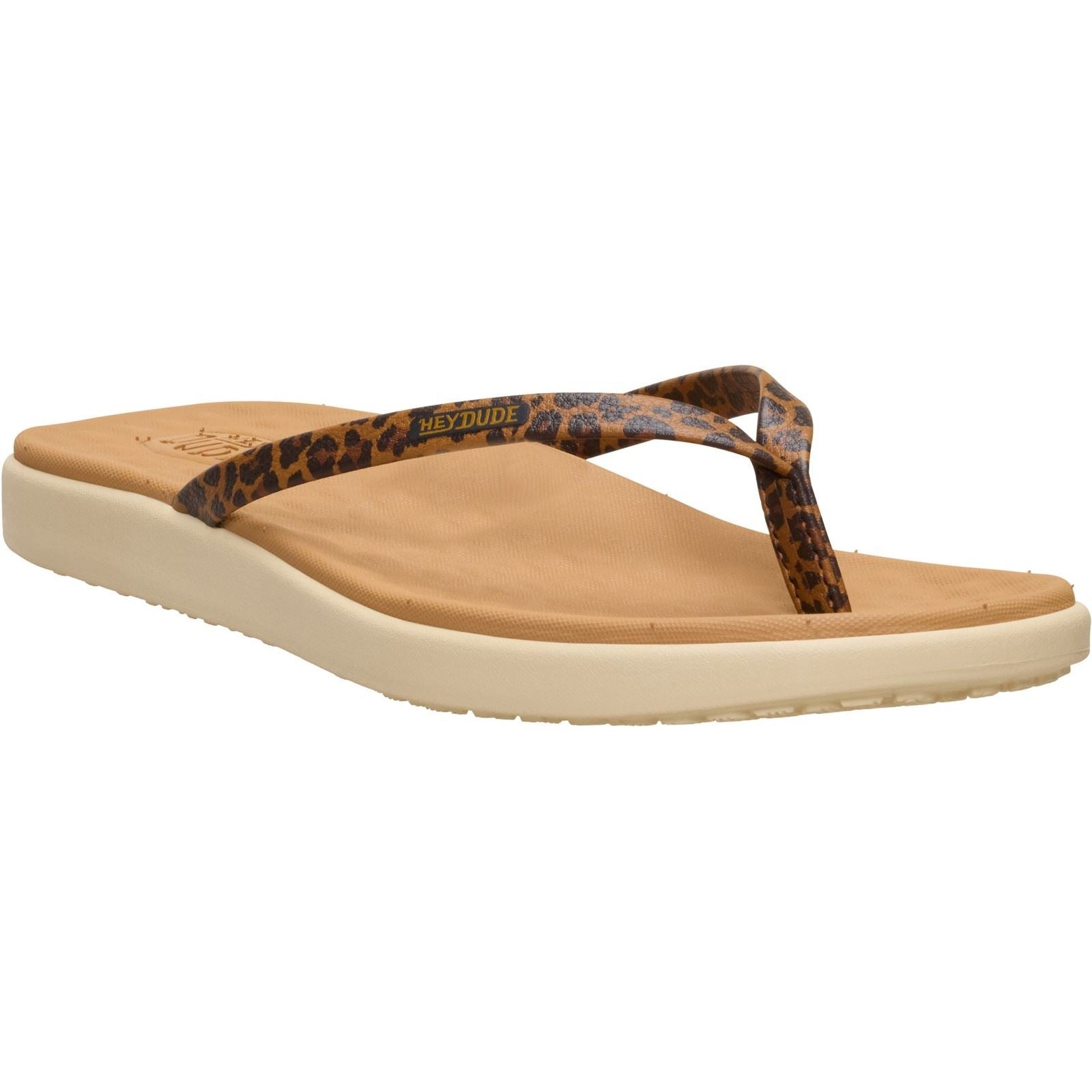 HEYDUDE Maui Breeze Polyurethan Damen Tan Leopard Flip-Flops