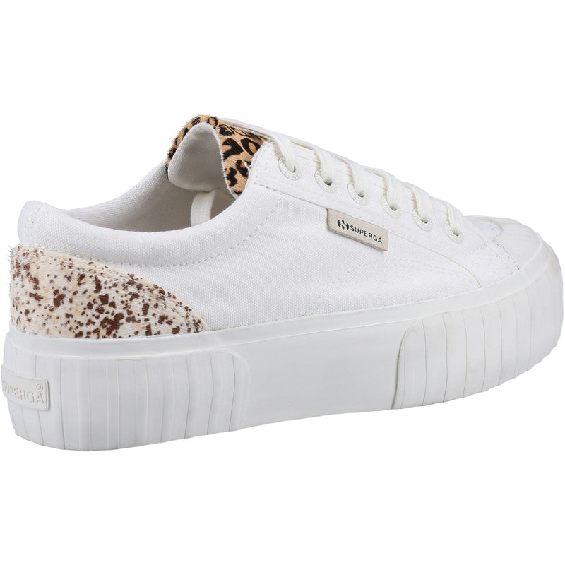 Superga 2631 Calfhair Details Damen Weiße Avorio/Leopard-Print Sneaker