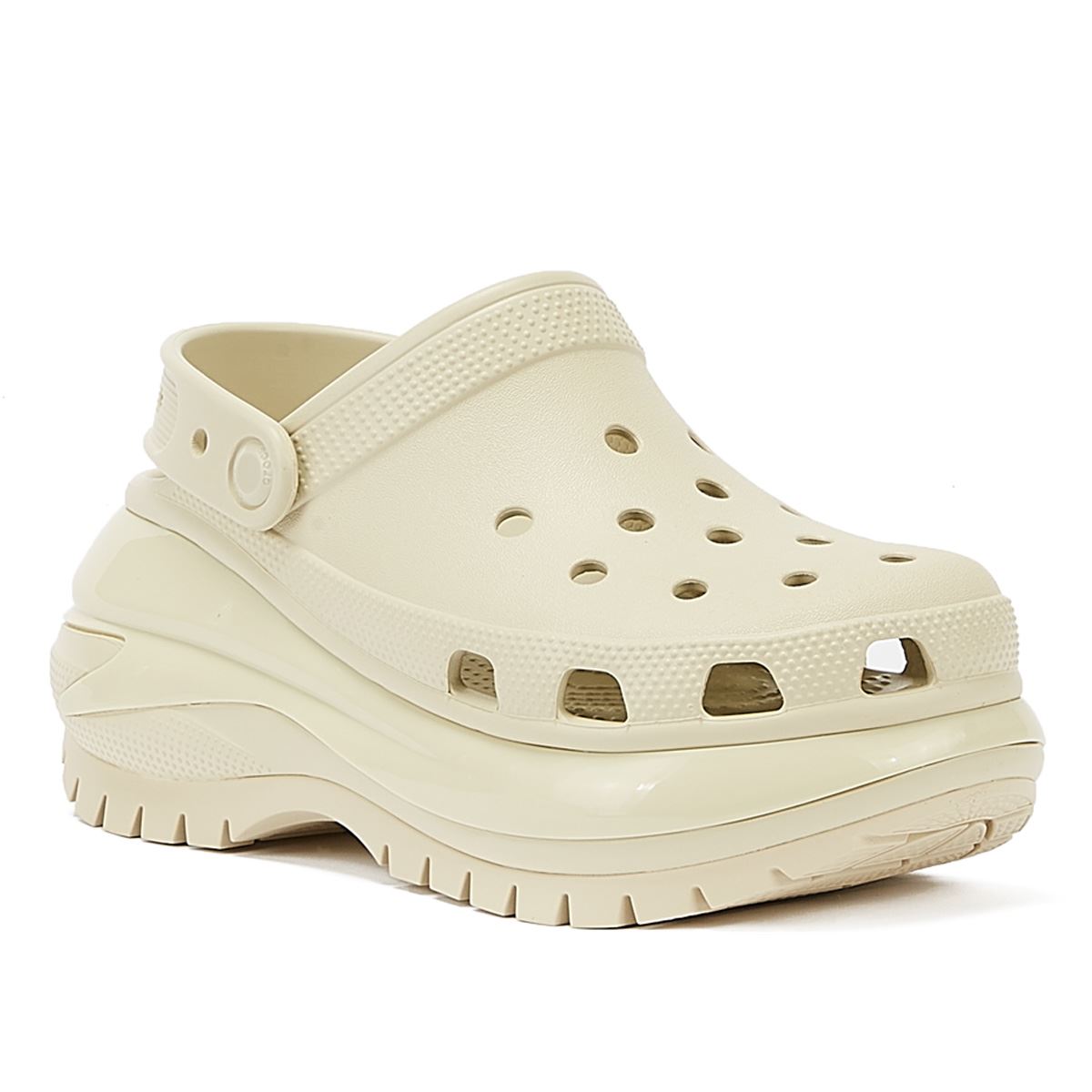 Crocs Klassische Mega Crush Clog Bone Damen Sandalen In Beige