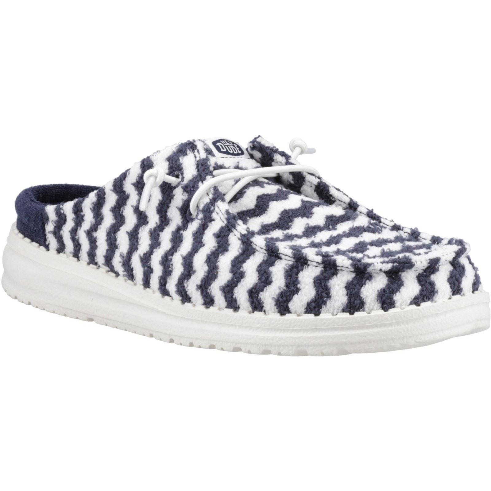 HEYDUDE Wendy Slip Terry Stripe Polyester Damen Navy Blazer/Egret Mules