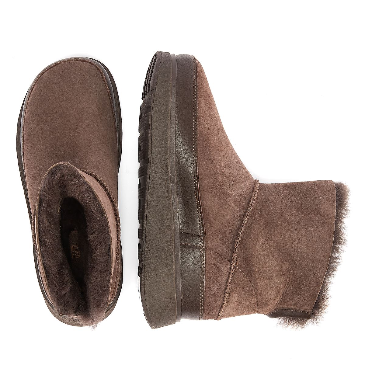 FitFlop Lammfell Damenstiefel In Schokoladenfarbe