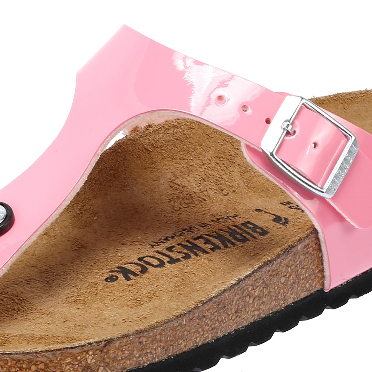 Birkenstock Gizeh Damen Sandalen In Lackoptik In Bonbonrosa/Schwarz