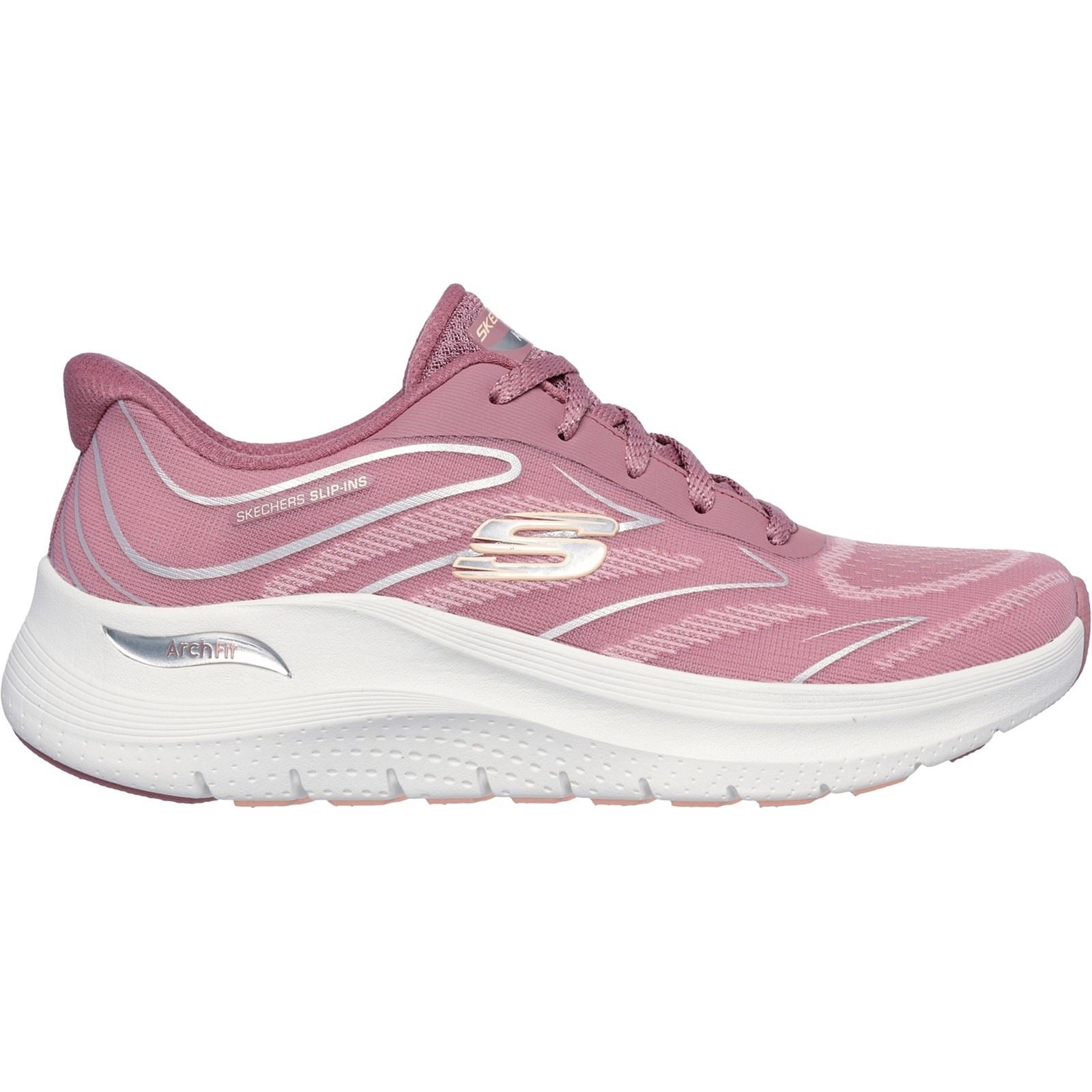 Skechers Arch Fit 2.0 Damen Textil Sneaker In Dunklem Malvenfarben