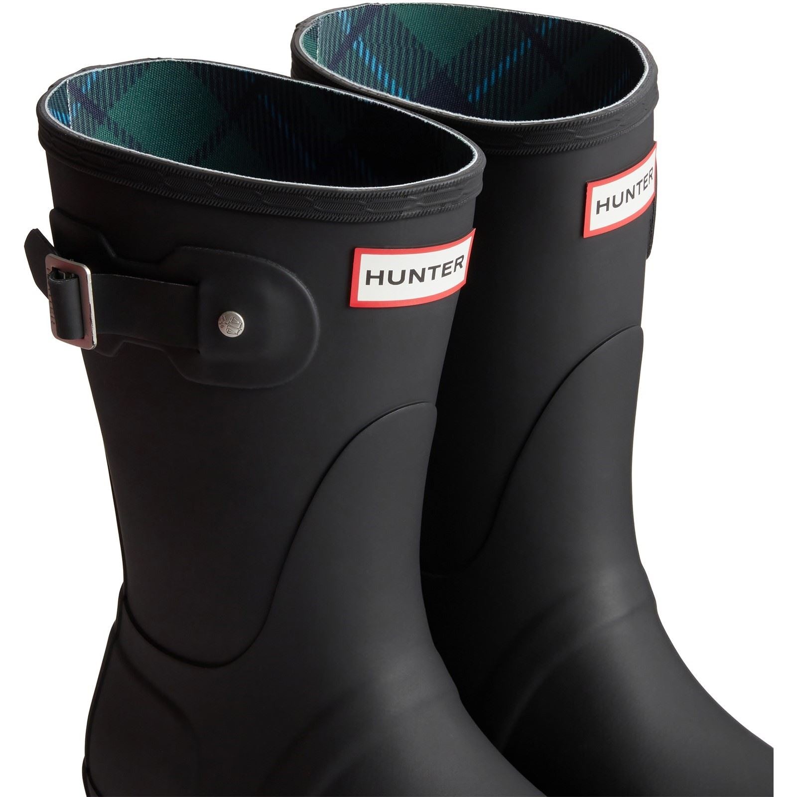 Hunter Original Short Tartan Lining Gummistiefel Für Damen In Schwarz