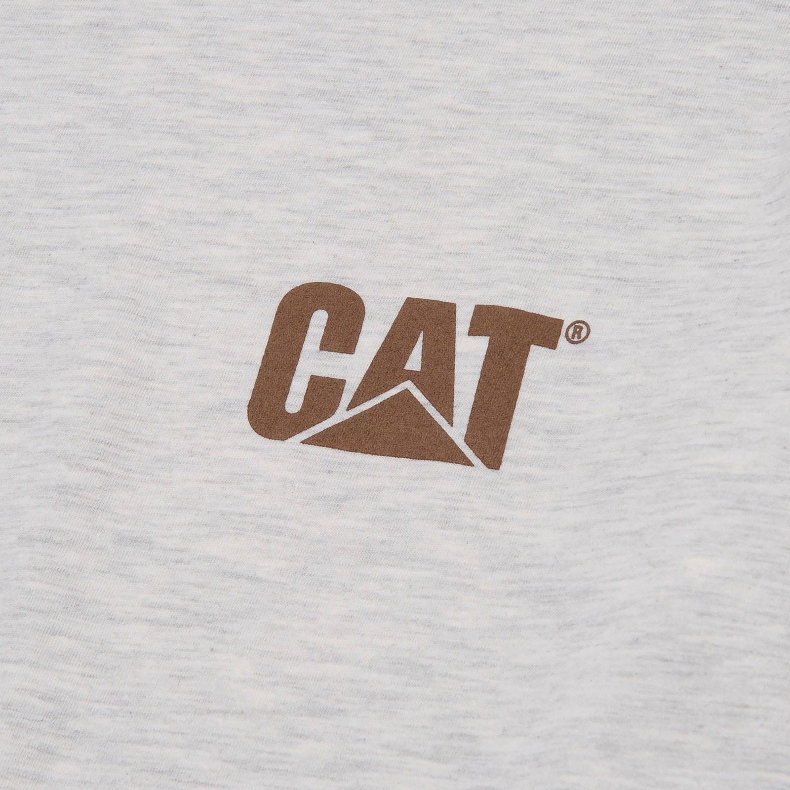 Caterpillar Trademark Banner Long Sleeve Baumwoll Herrencreme T-Shirt