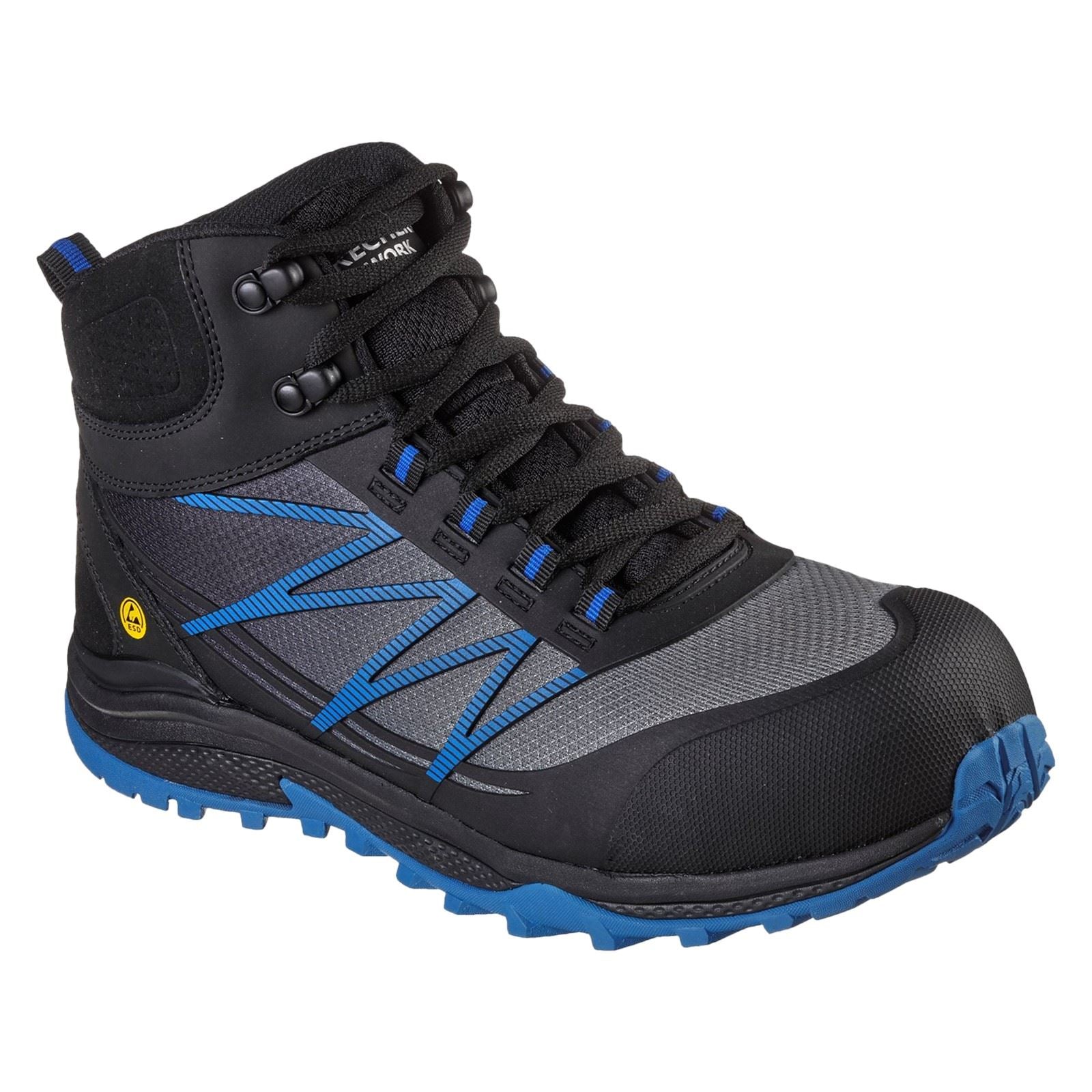 Skechers Workwear Puxal Firmle Leder Herren Schwarz/Blaue Sicherheitsschuhe