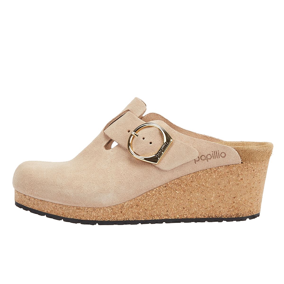 Birkenstock Fanny Ring-Schnallen Wildleder-Warm-Sand Damen-Beige-Wedges