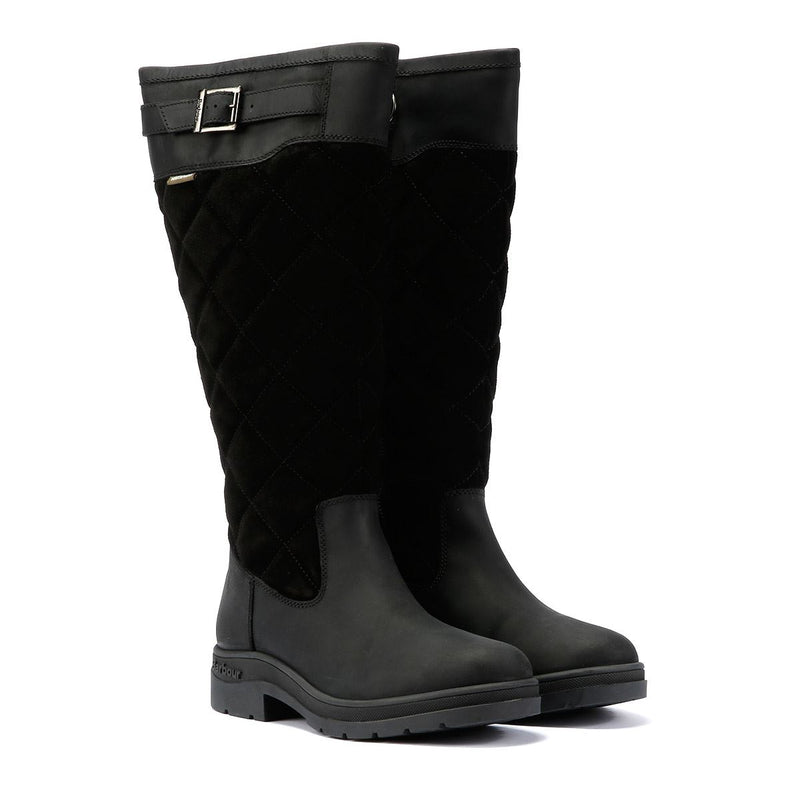 Barbour Oak Tall Damenstiefel Aus Schwarzem Wildleder
