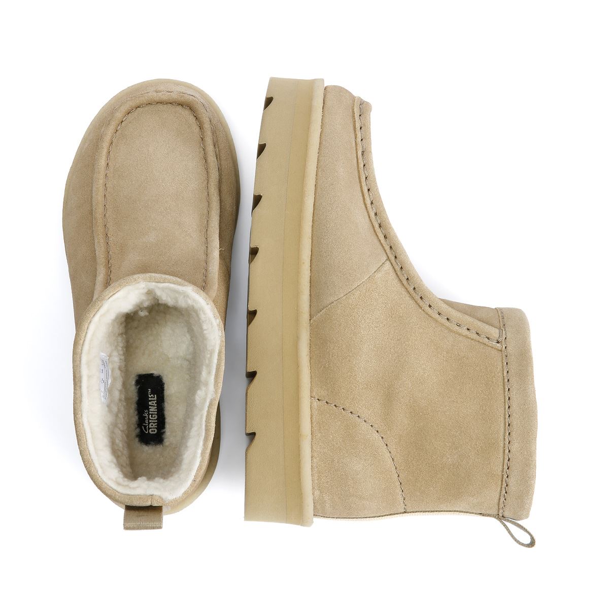 Clarks Originals Meare Rooey Wildleder Damen Stiefel In Beige