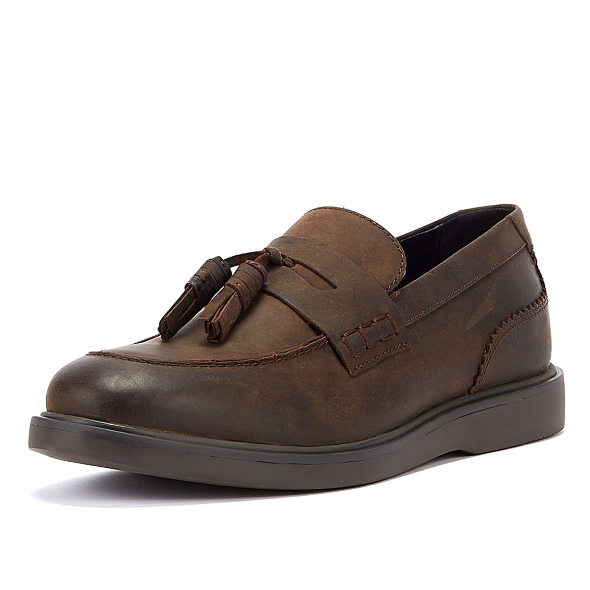 Hudson Cato Loafer Verrücktes Leder Herren Braune Slipper