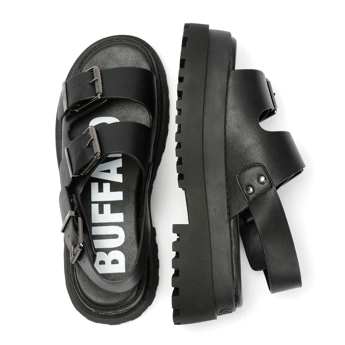 Buffalo Pluto Ari Damen Schwarze Sandalen