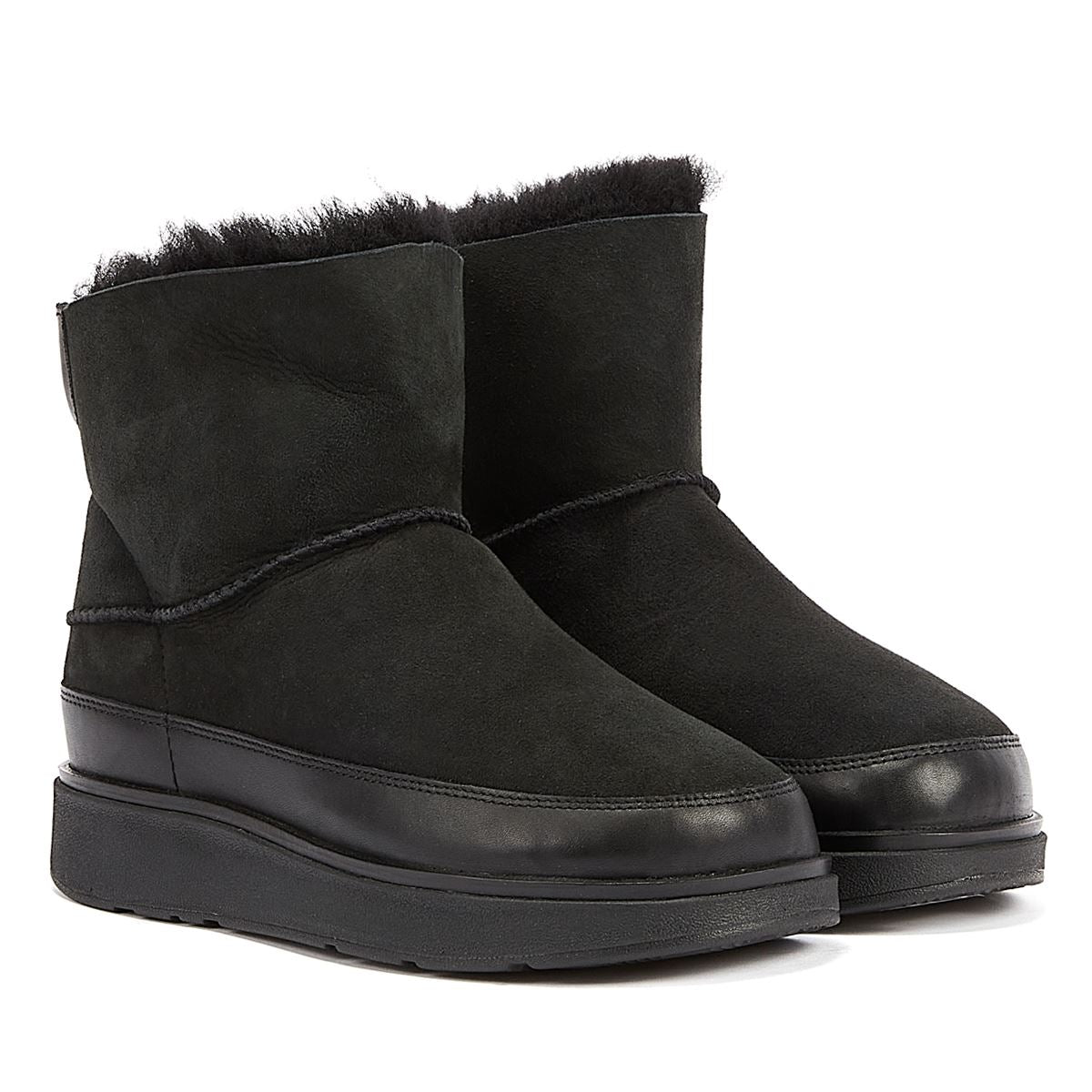 FitFlop Lammfell Damenstiefel In Schwarz