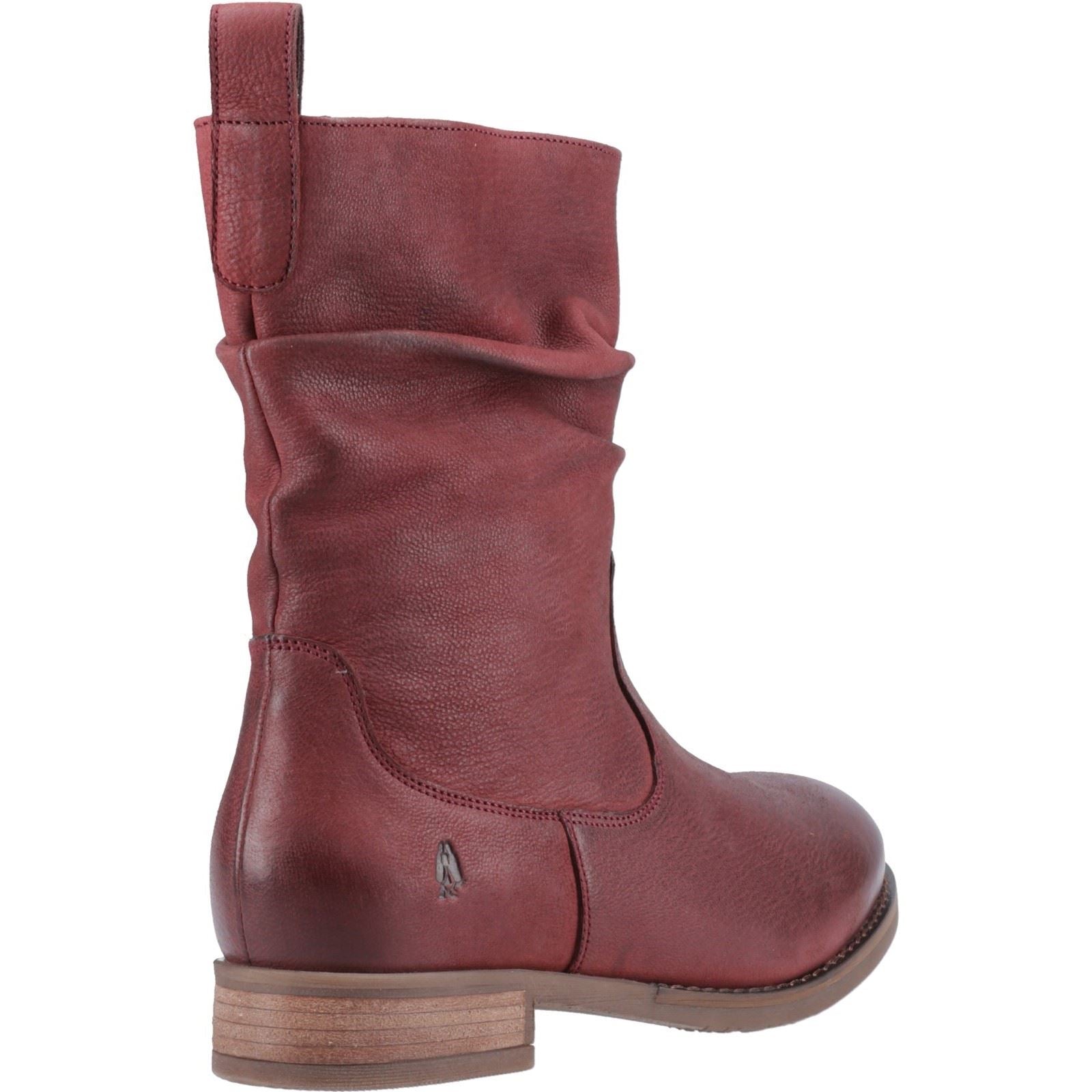 Hush Puppies Emilia Damen Stiefel aus burgunderrotem Leder Mitte der Wade für den Winter