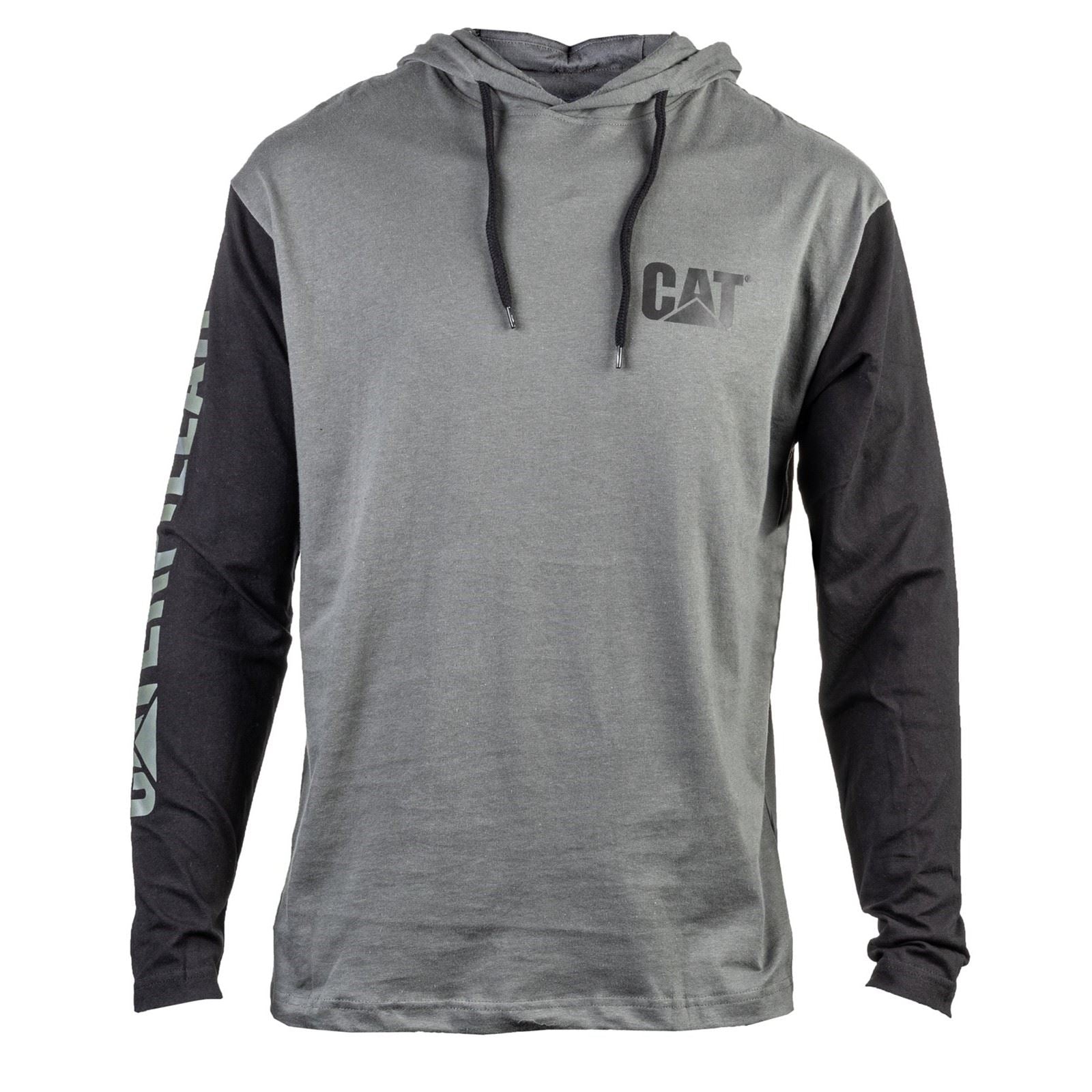 Caterpillar Hooded Long Sleeve Baumwoll Herren Graues T-Shirt