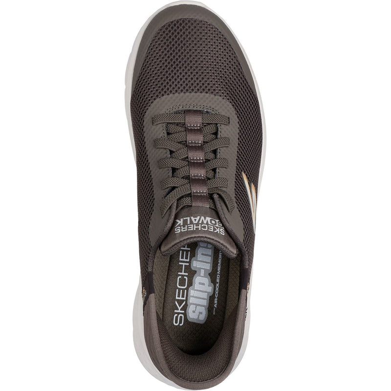 Skechers GO WALK Flex Hands Up Textile Herren Braune Sneakers