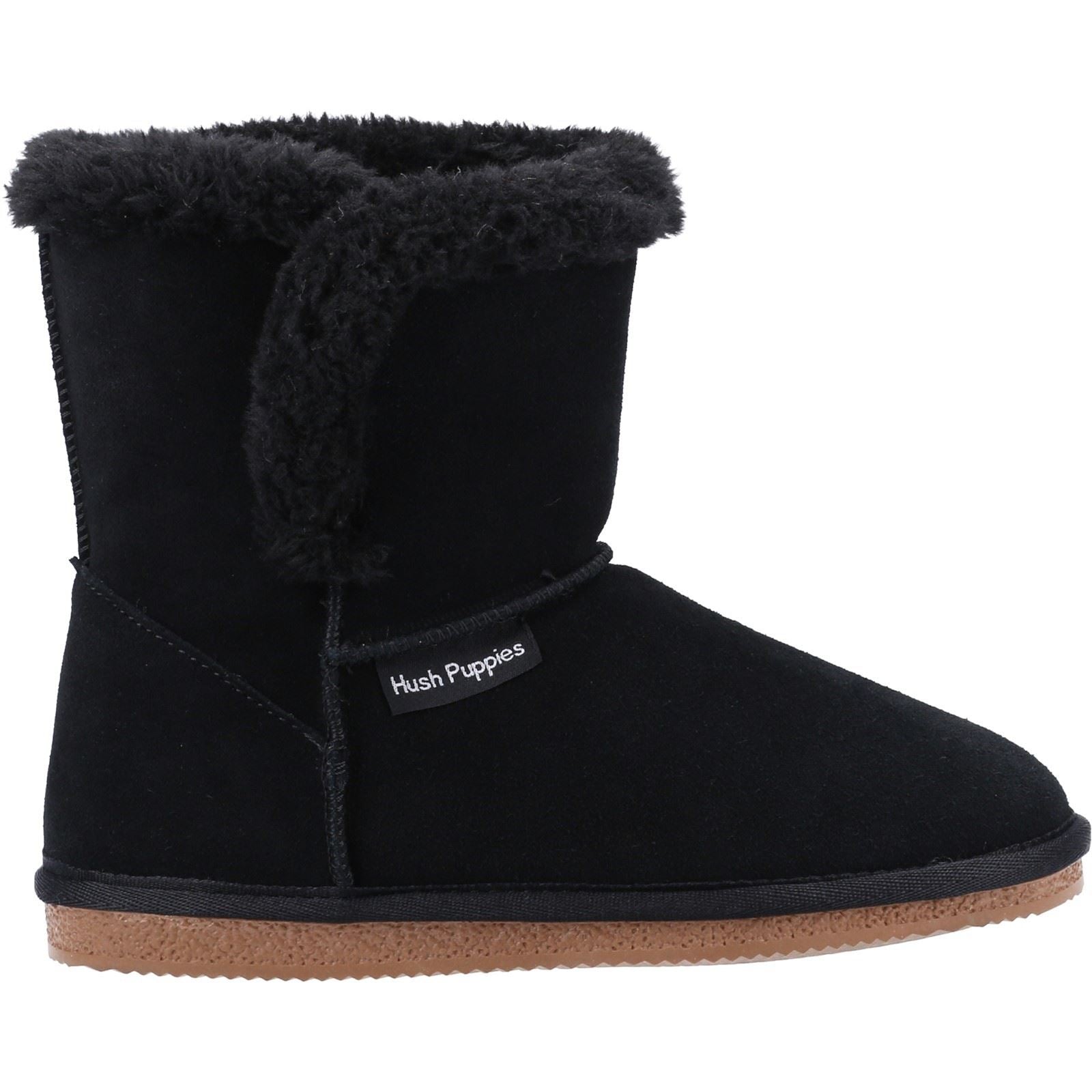 Hush Puppies Ashleigh Kunstpelz Damen Schwarze Farbe Hausschuhe