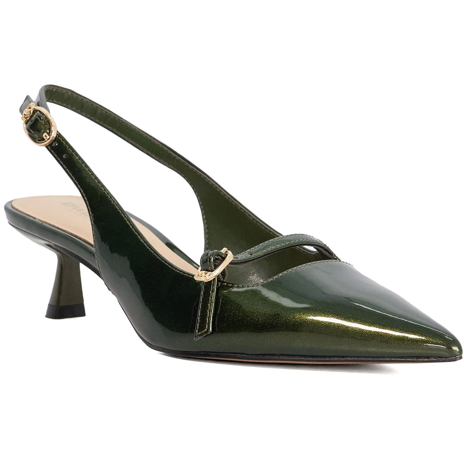 Dune Deserved Damen Grüne Spitze Slingback Schuhe